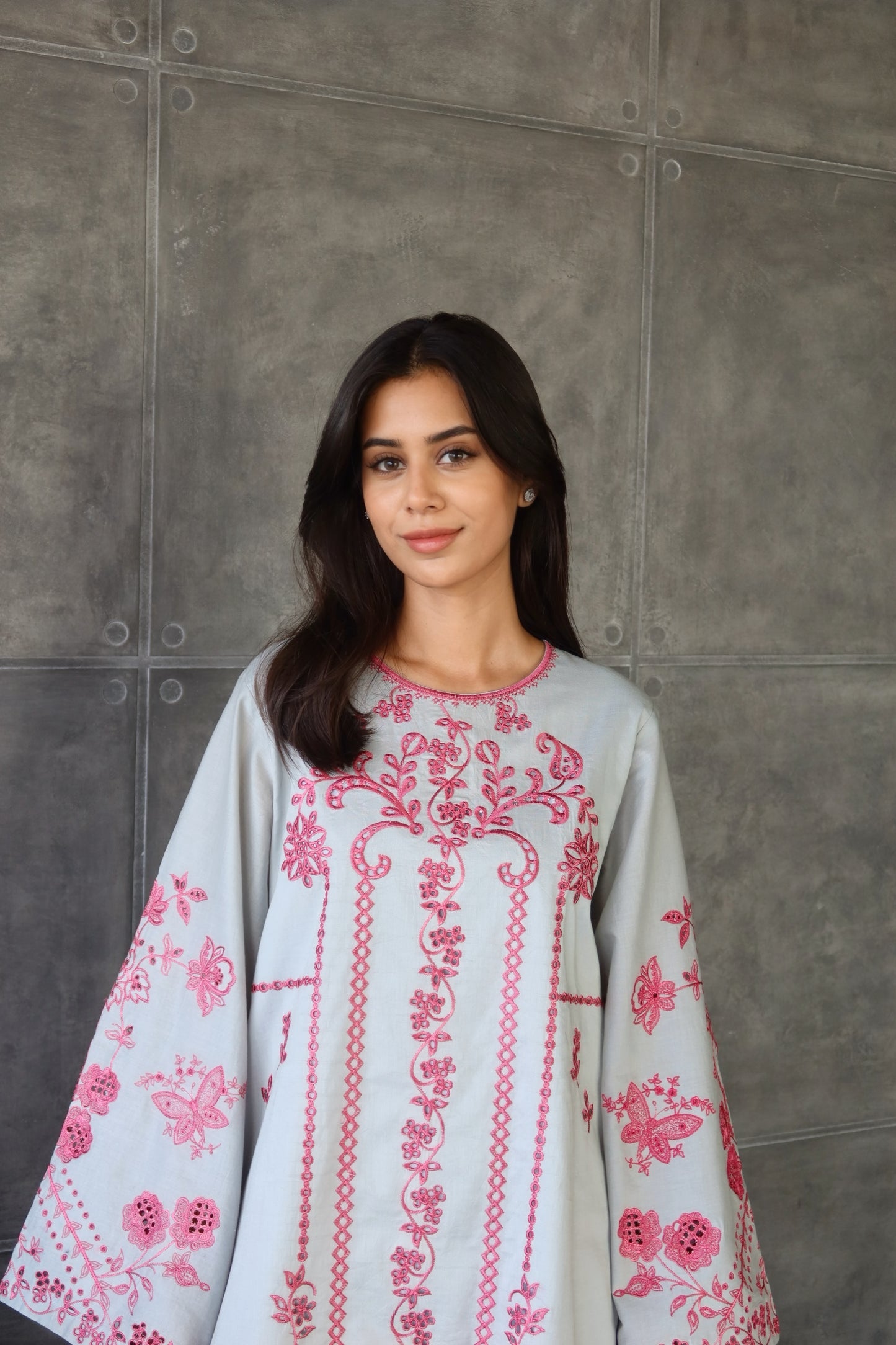 Alstroemeria - Grey Schiffli CO-ORD Set
