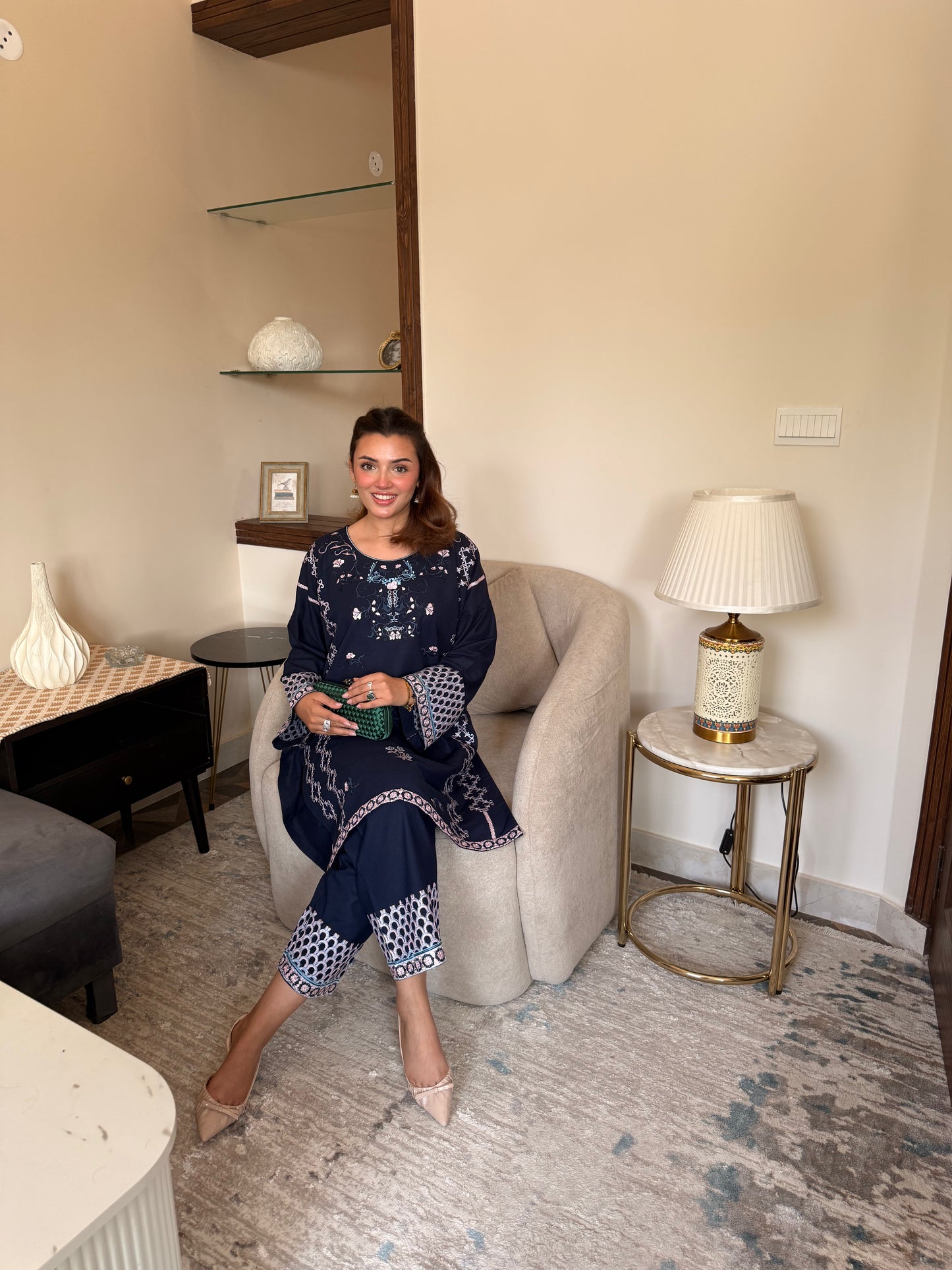 Blue Wisteria - Navy Blue Embroidered Suit