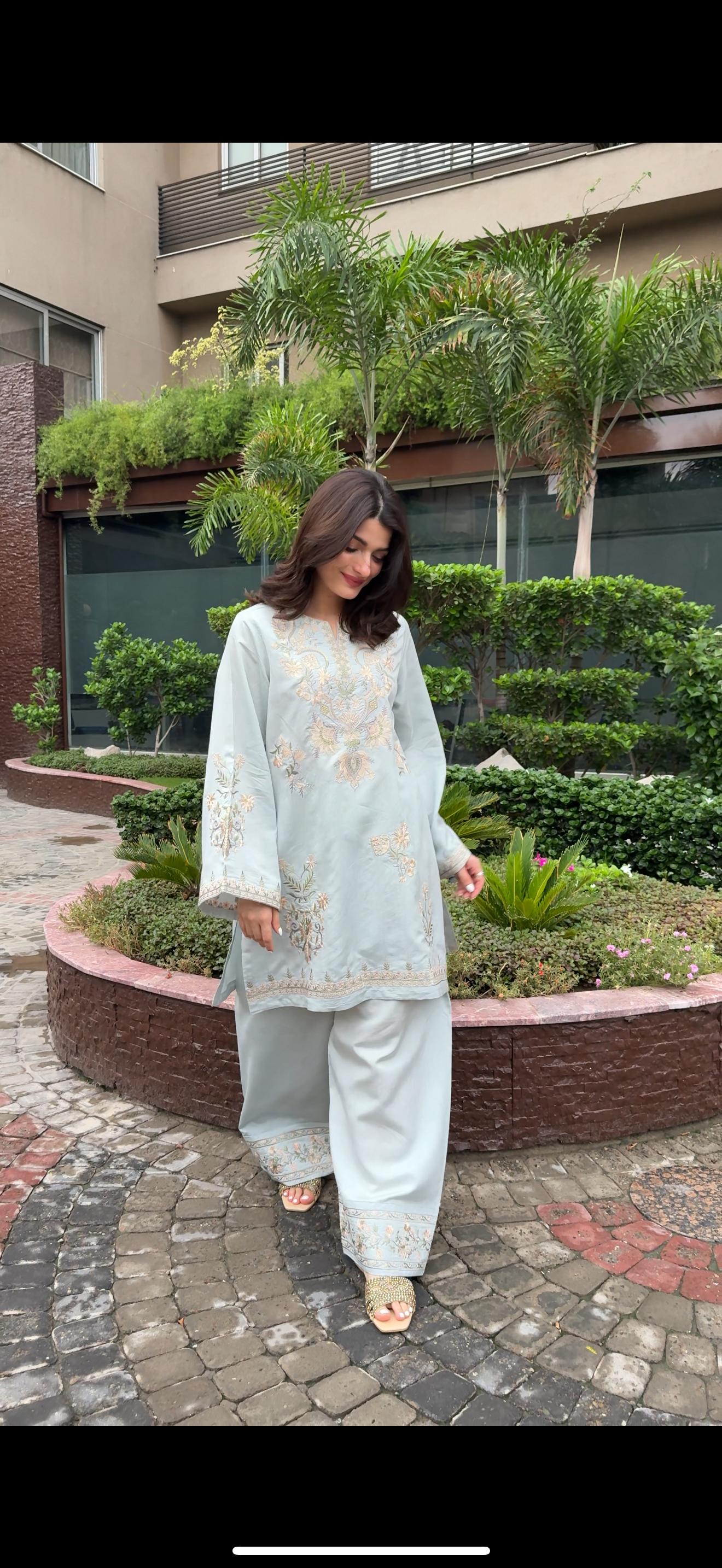 Blue Marage Embroidered CO-ORD Set