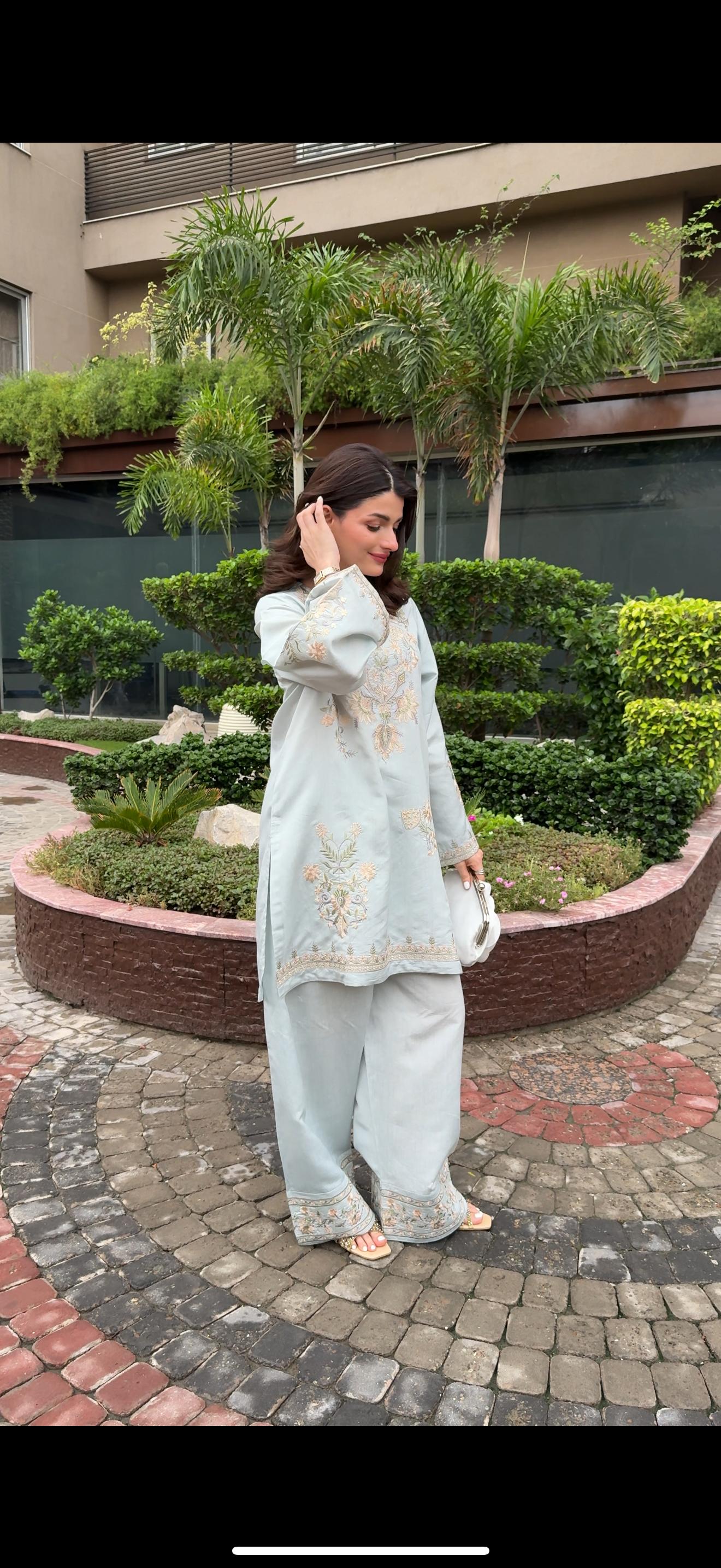 Blue Marage Embroidered CO-ORD Set