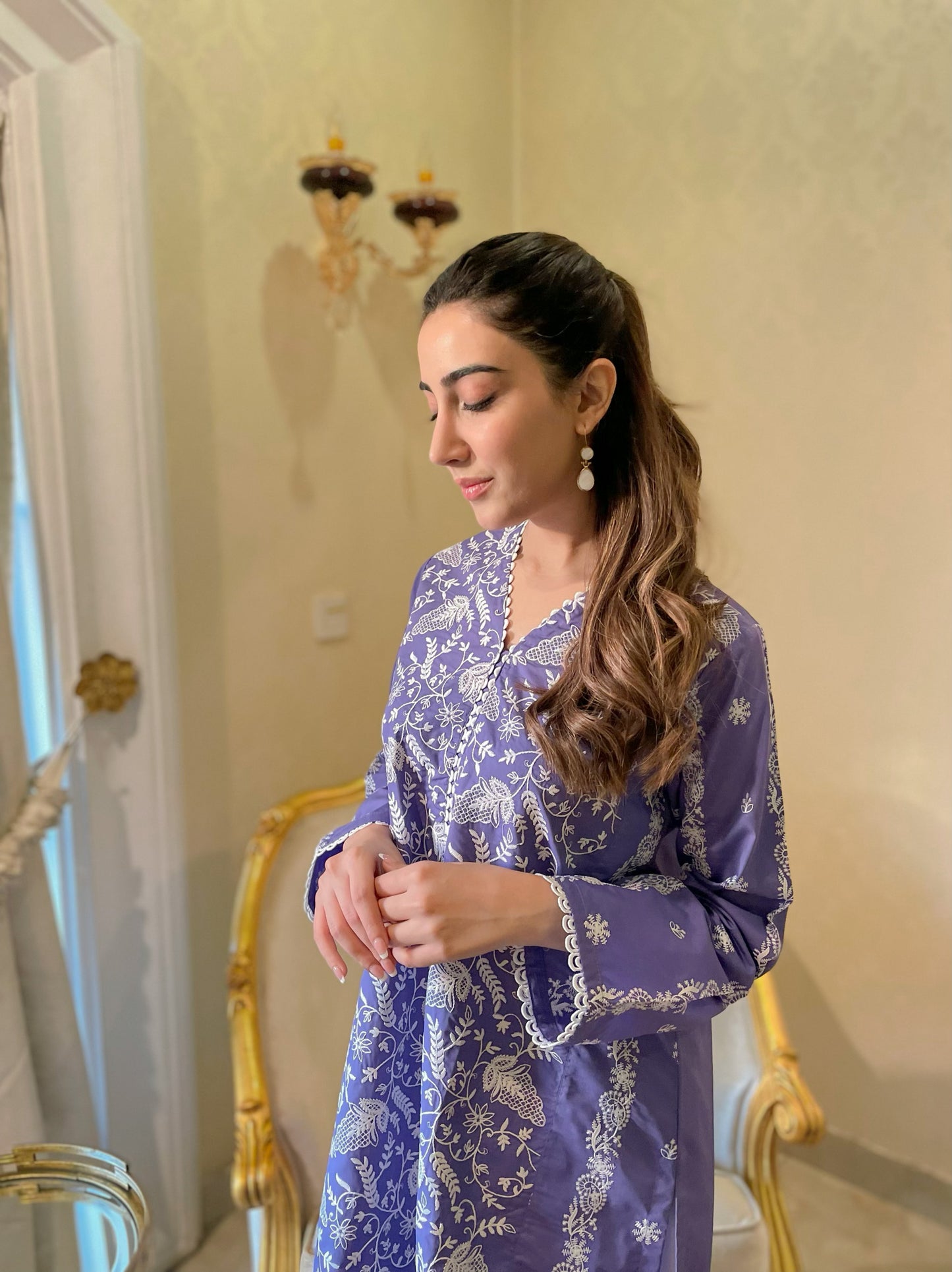 Purple Embroidered Kurta