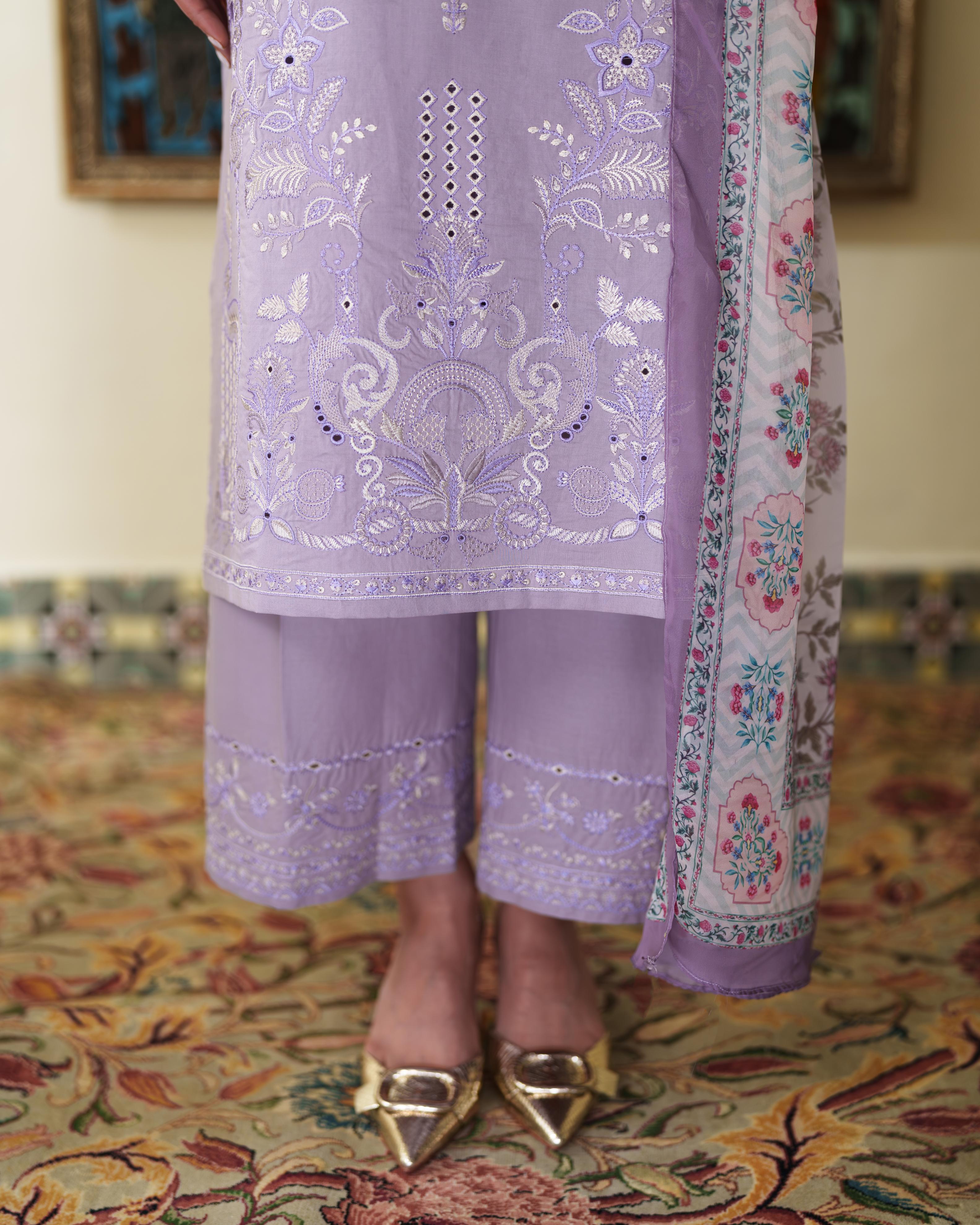 ALYRA LILAC LUXURY EMBROIDERED LAWN 3PCS SET - READY TO WEAR