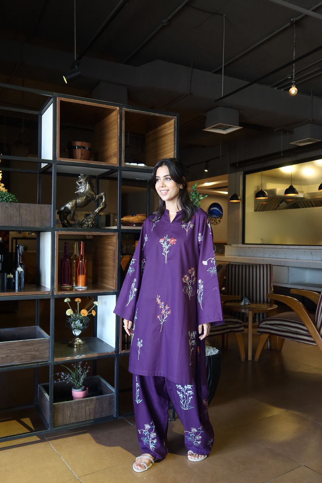 Zinnia - Purple Embroidered CO-ORD Set