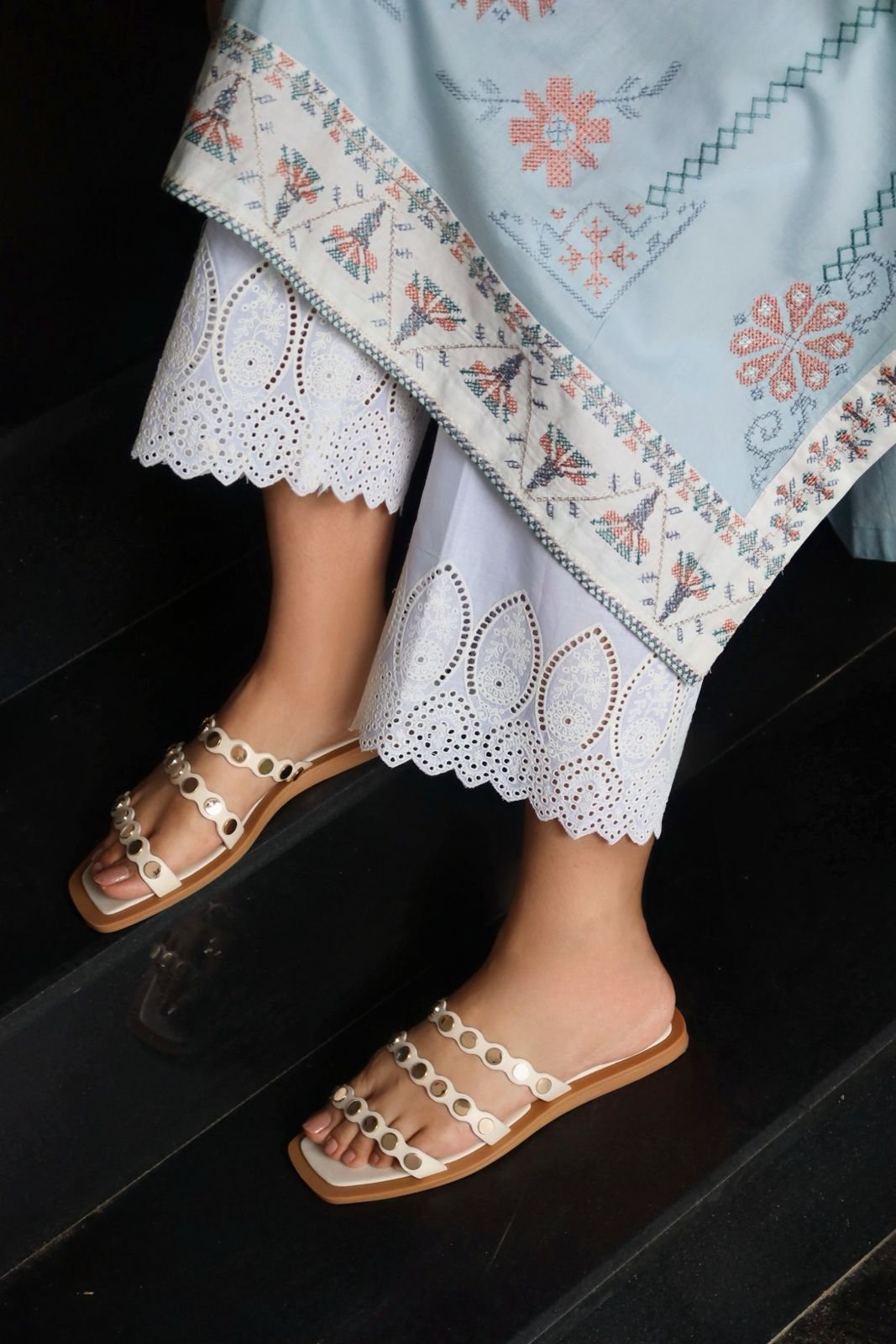 Camelia - Blue Embroidered Kurta