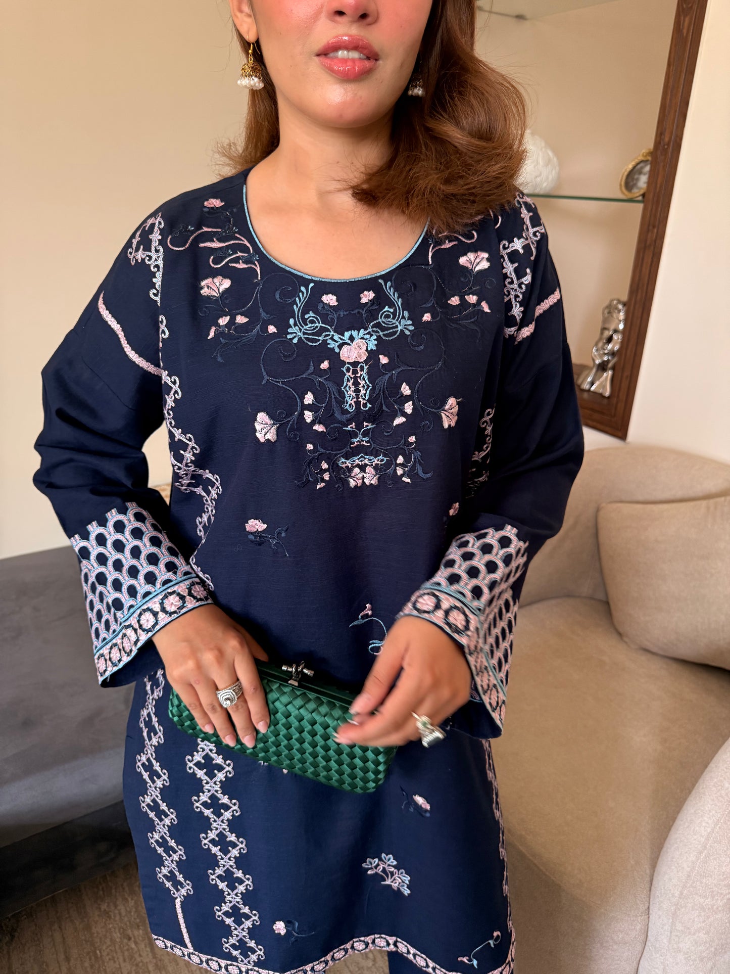 Blue Wisteria - Navy Blue Embroidered Suit