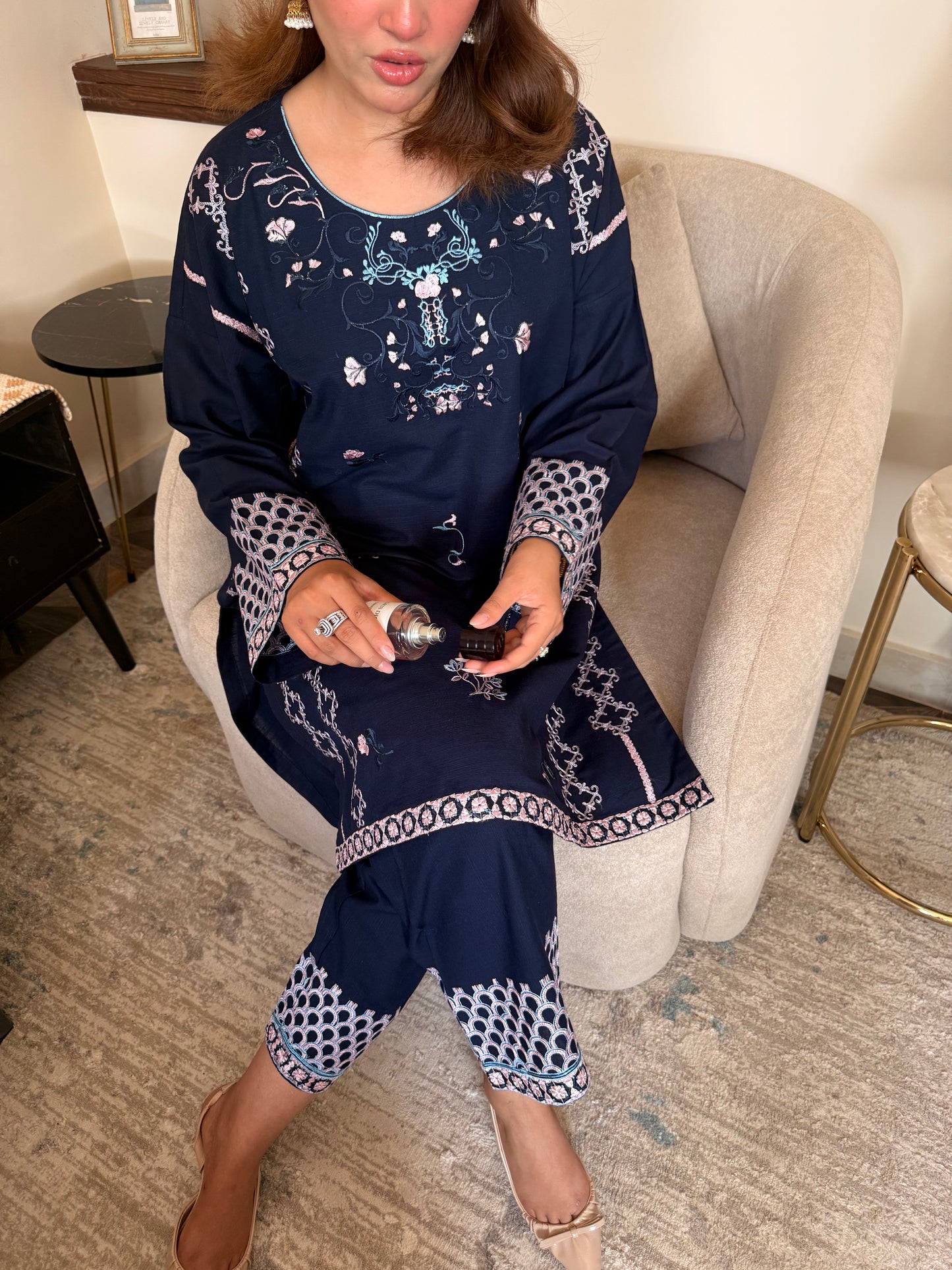 Blue Wisteria - Navy Blue Embroidered Suit