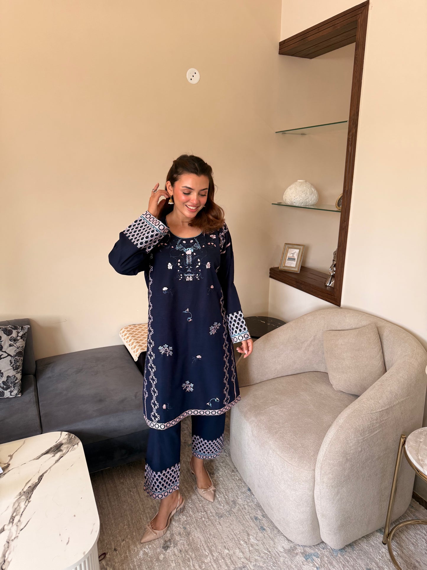 Blue Wisteria - Navy Blue Embroidered Suit