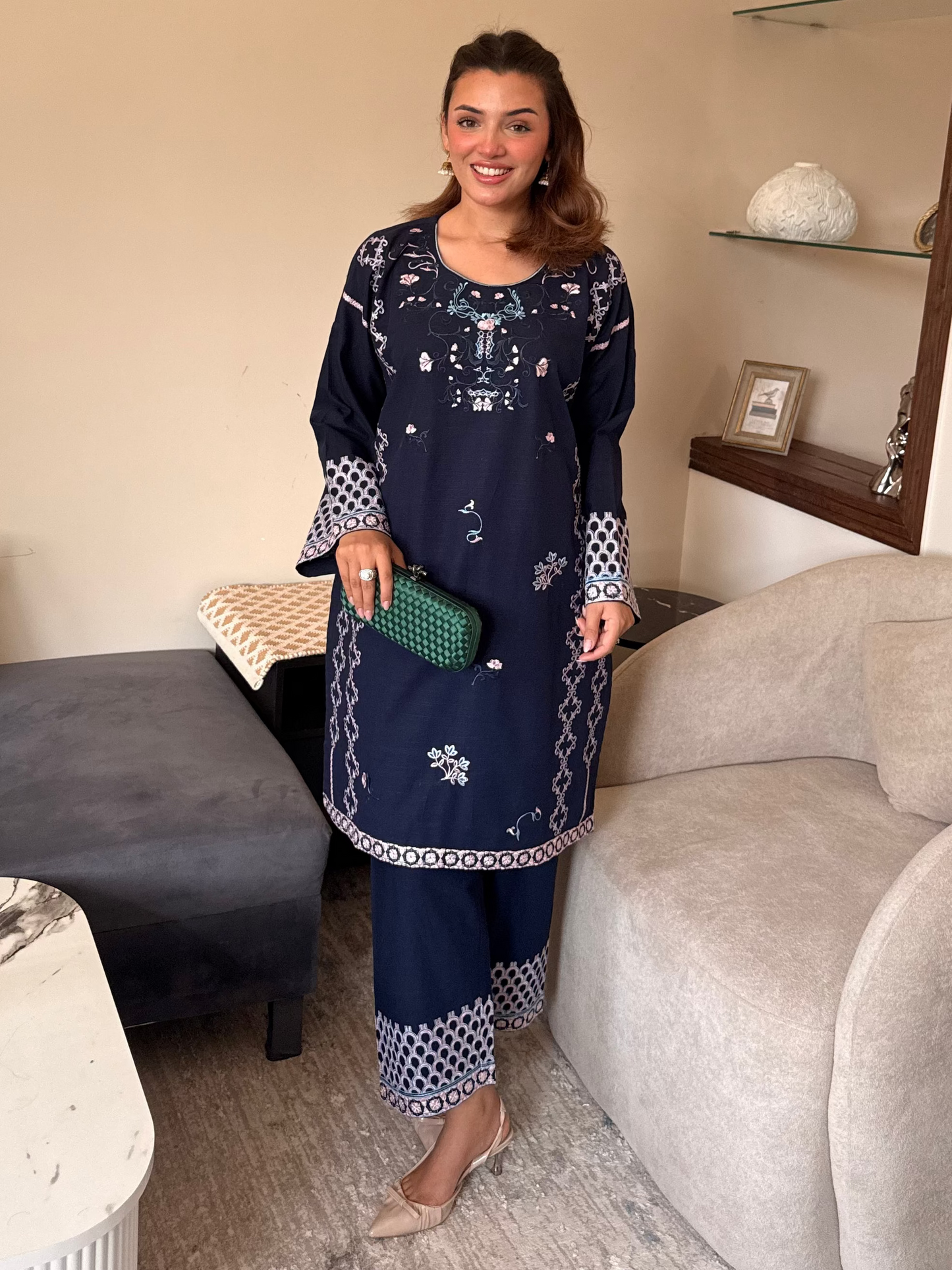 Blue Wisteria - Navy Blue Embroidered Suit