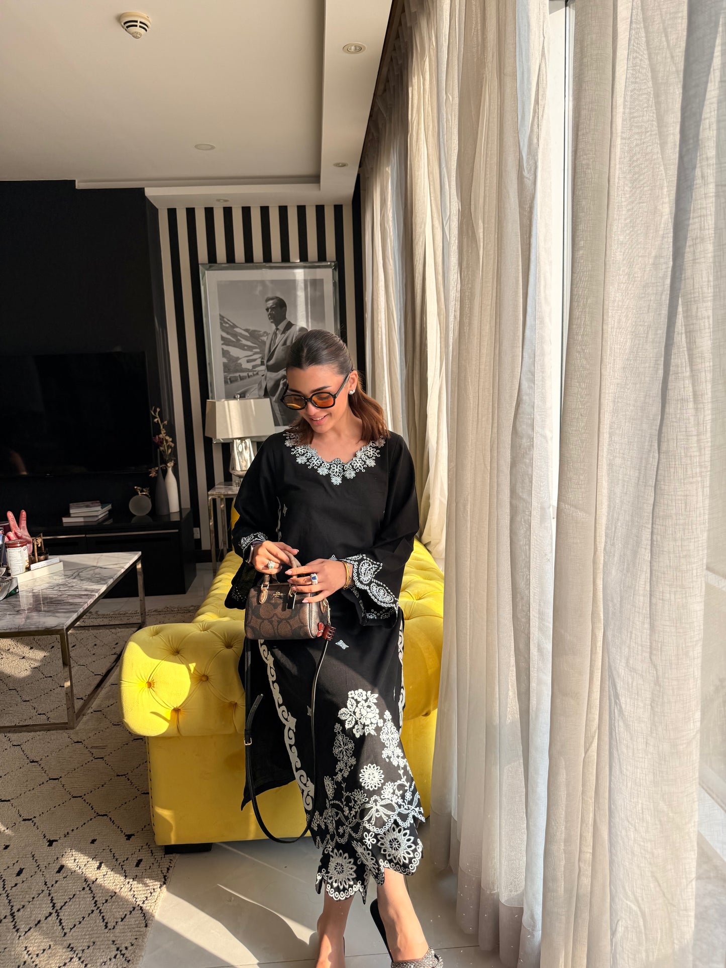 Ebon Fleur - Black Schiffli Suit