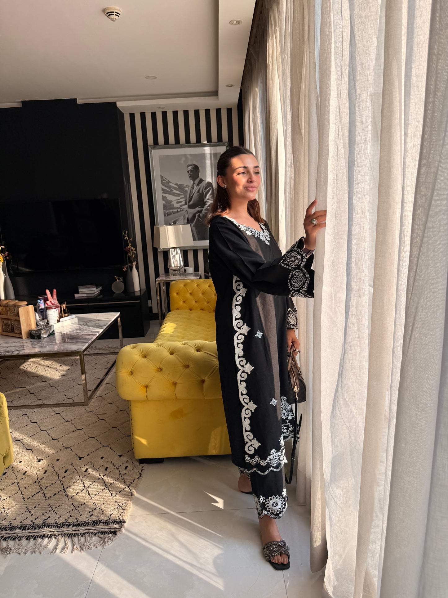 Ebon Fleur - Black Schiffli Suit