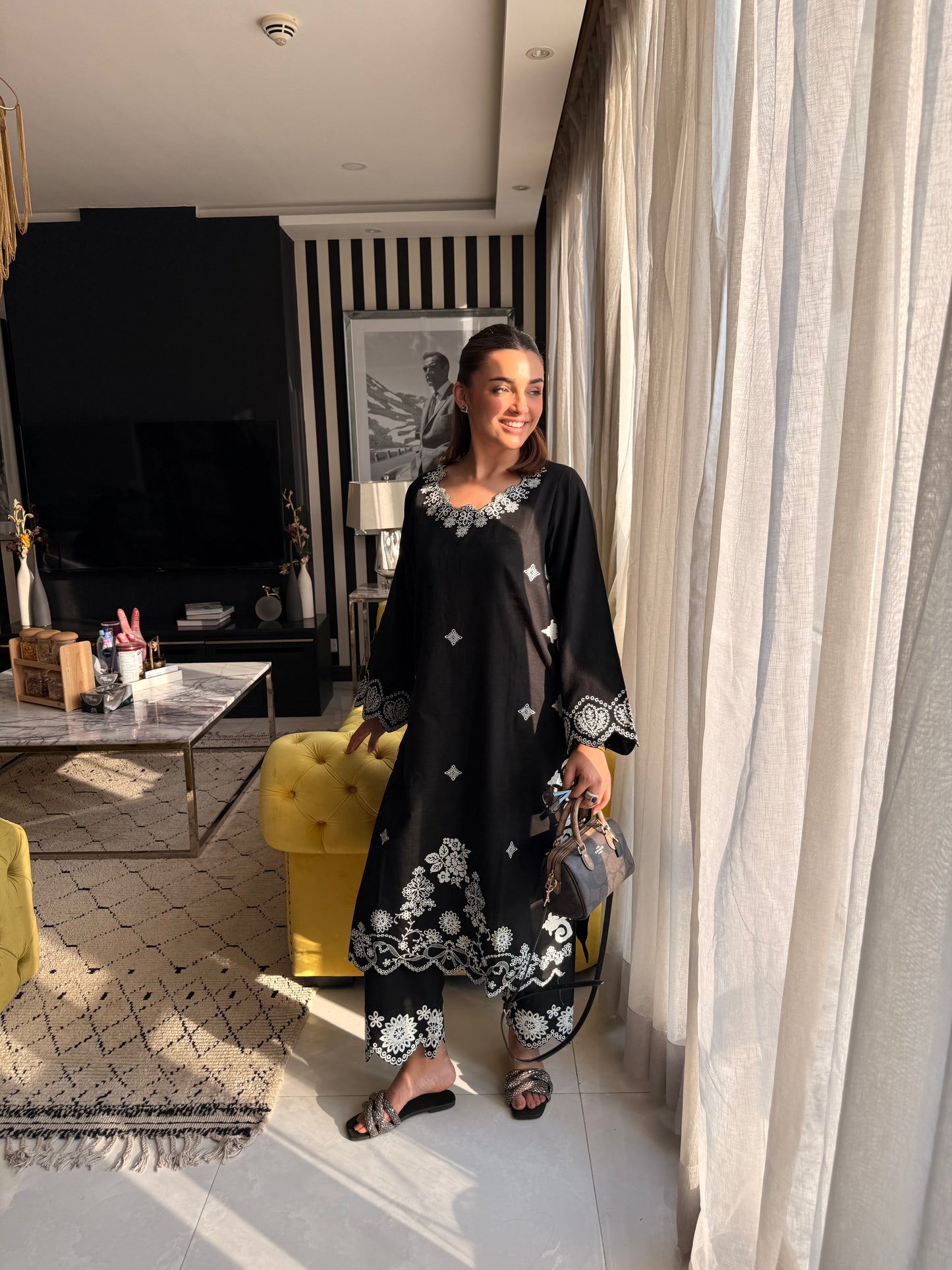 Ebon Fleur - Black Schiffli Suit