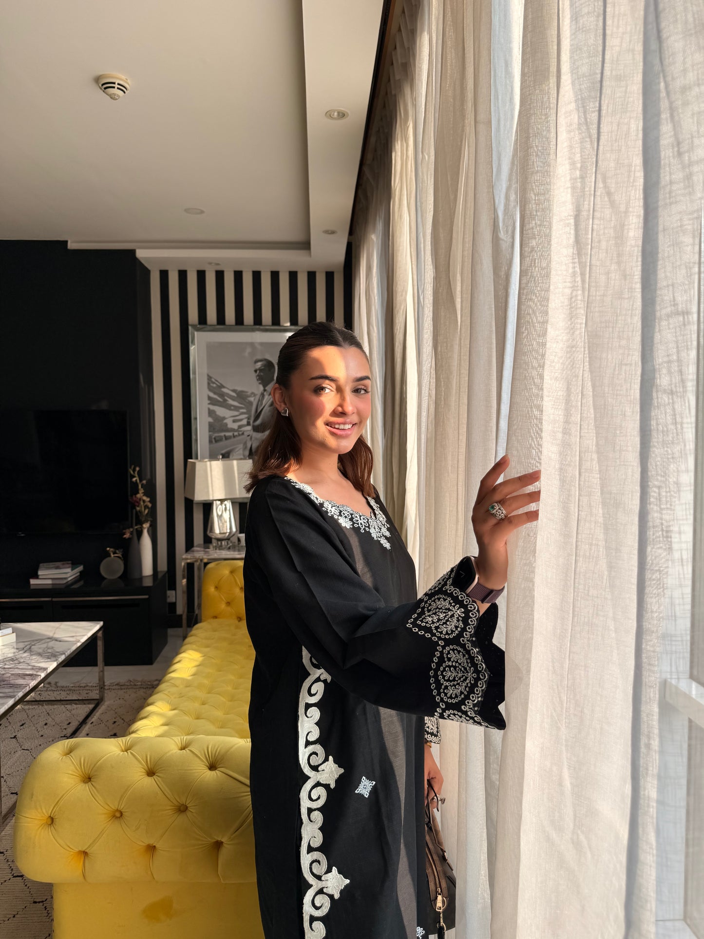 Ebon Fleur - Black Schiffli Suit