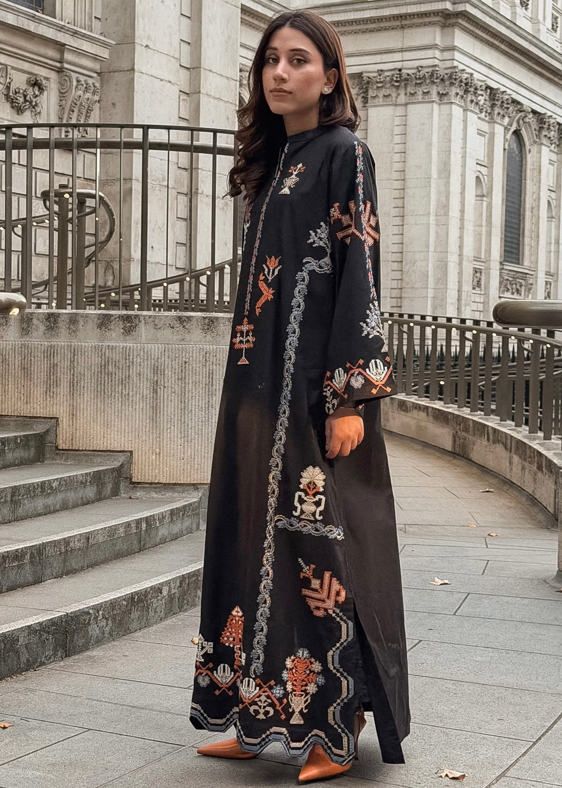 Onyx -  Black Embroidered Kaftan