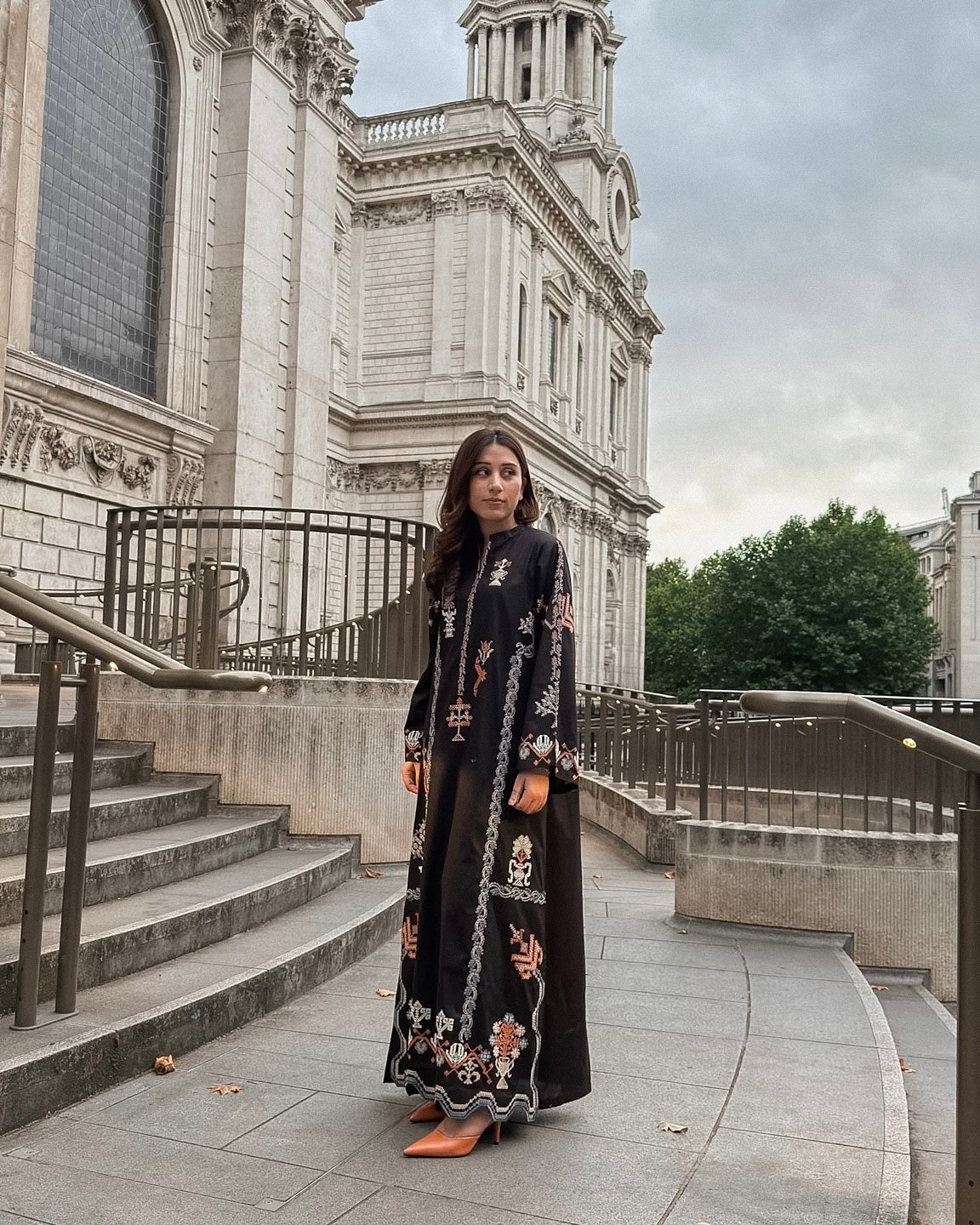 Onyx -  Black Embroidered Kaftan