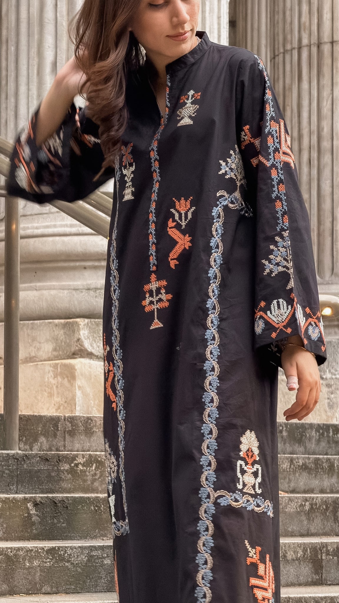 Onyx -  Black Embroidered Kaftan