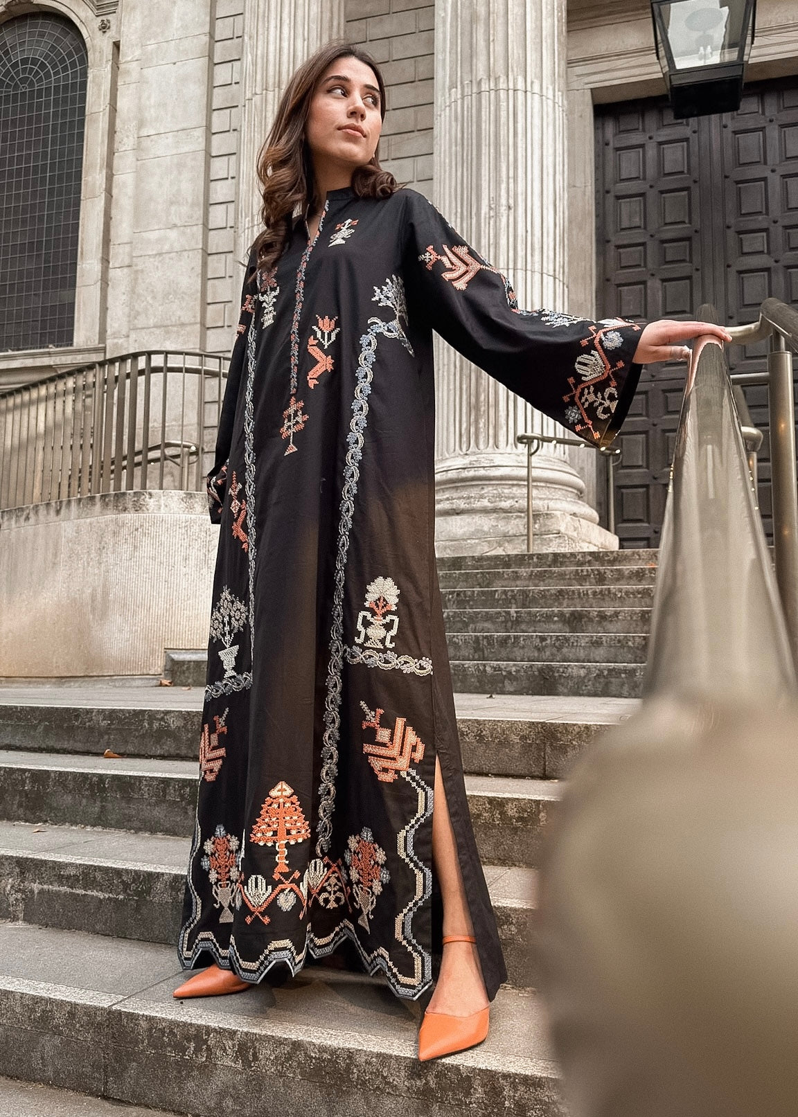 Onyx -  Black Embroidered Kaftan