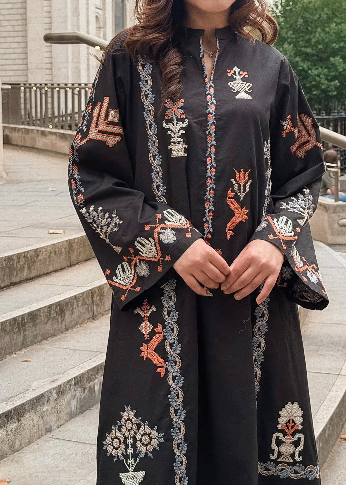 Onyx -  Black Embroidered Kaftan