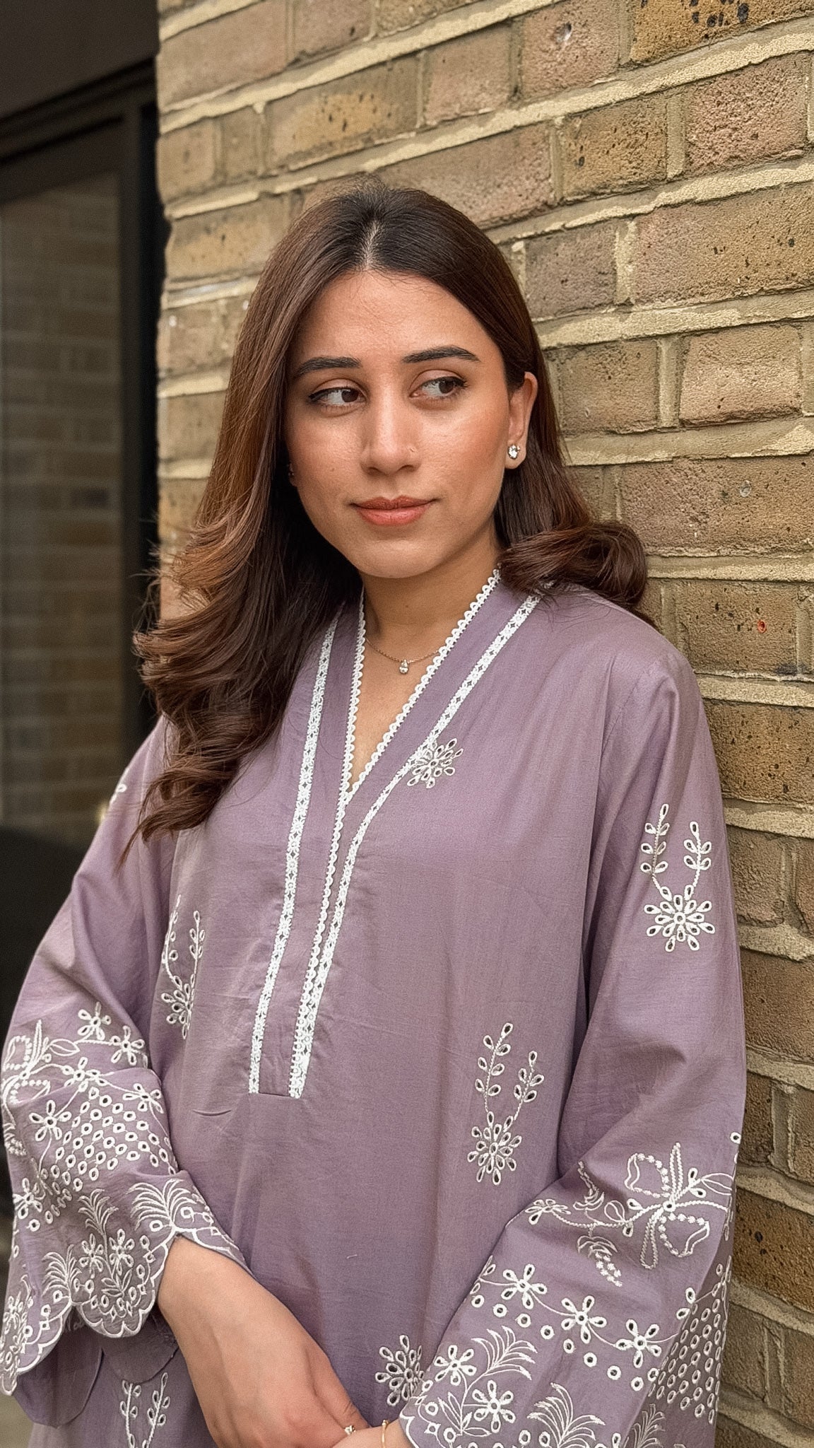 Muave Schiffli Embroidered CO-ORD Set