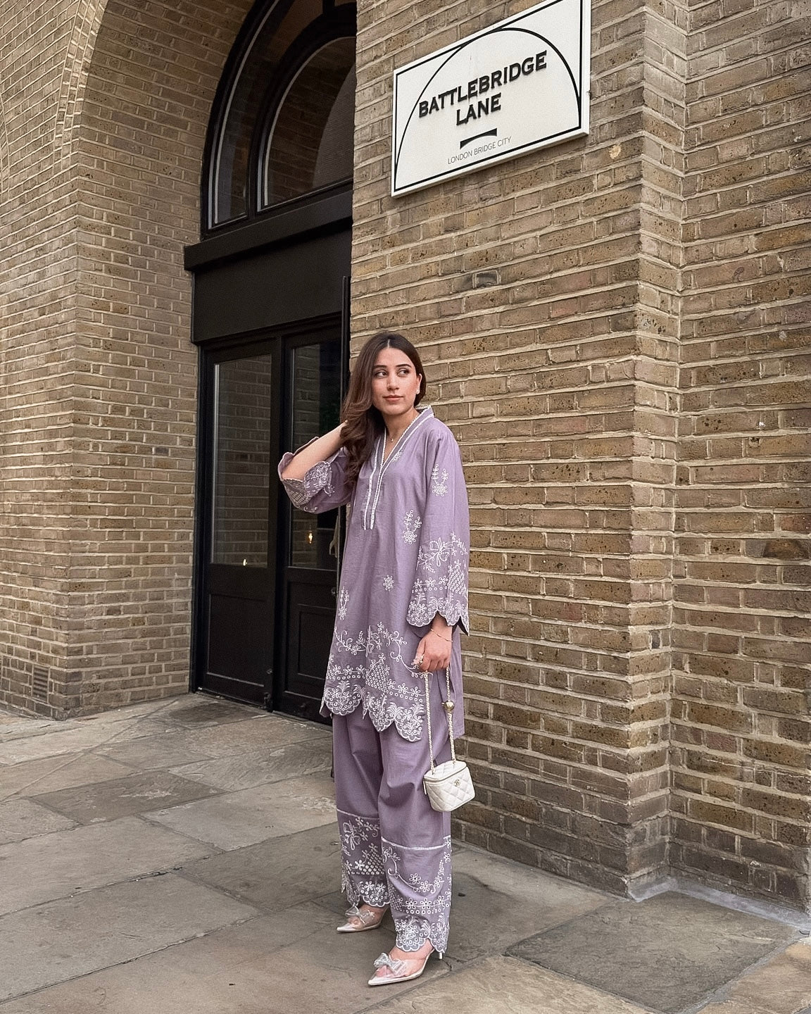 Muave Schiffli Embroidered CO-ORD Set