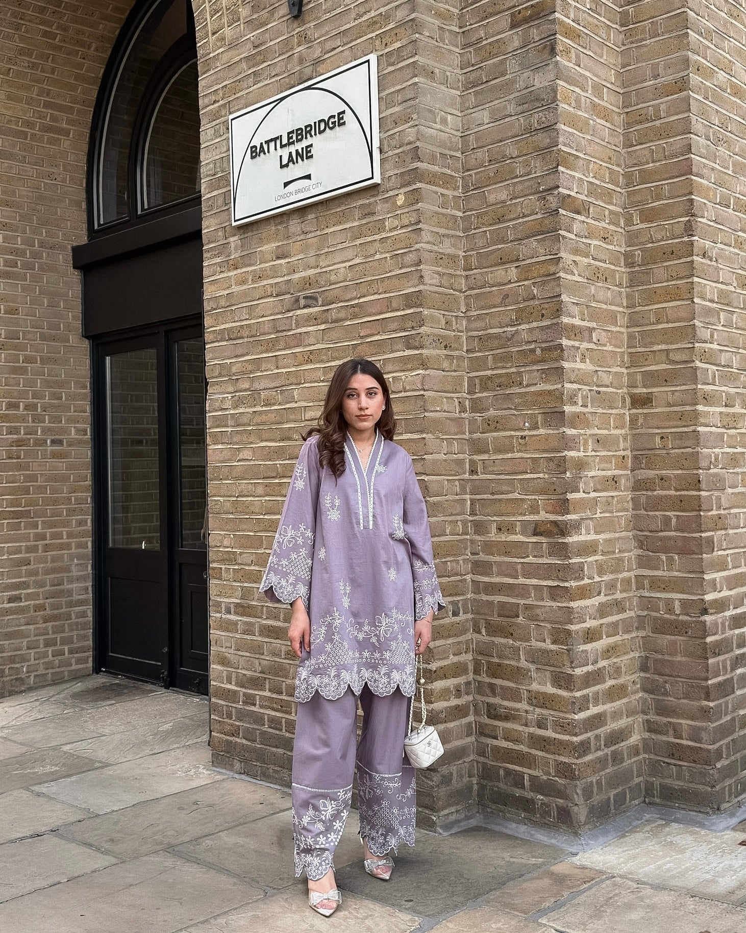 Muave Schiffli Embroidered CO-ORD Set