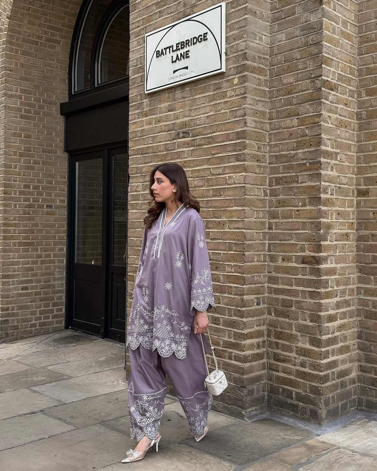 Muave Schiffli Embroidered CO-ORD Set