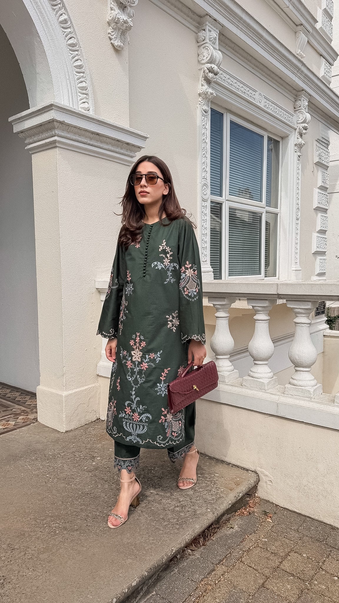 Gentian 2.0 - Bottle Green Embroidered CO-ORD Set