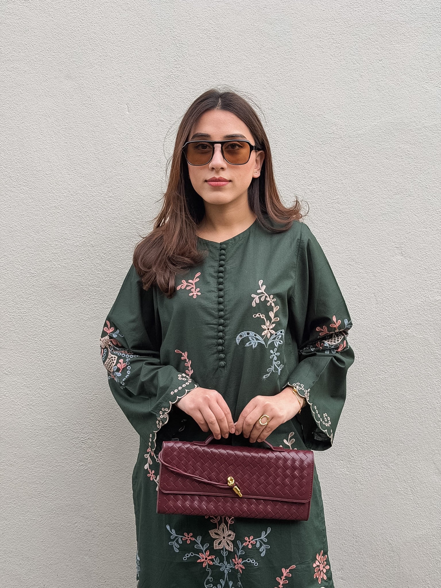 Gentian 2.0 - Bottle Green Embroidered CO-ORD Set
