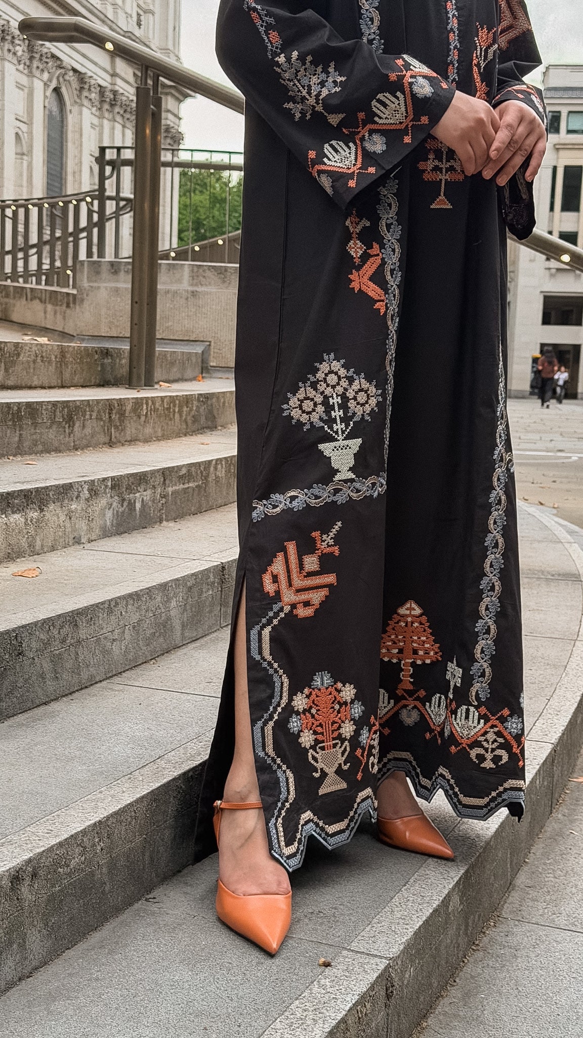 Onyx -  Black Embroidered Kaftan