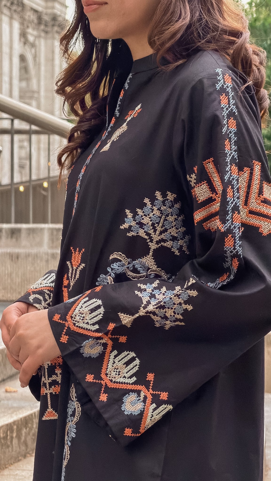 Onyx -  Black Embroidered Kaftan