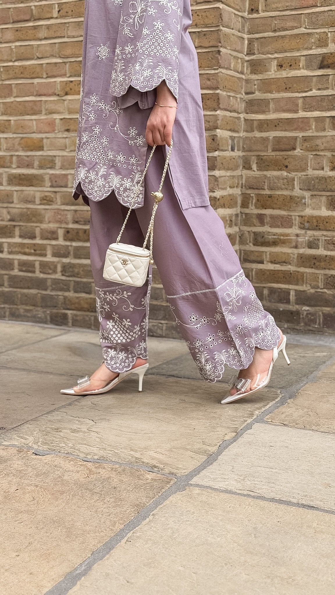 Muave Schiffli Embroidered CO-ORD Set