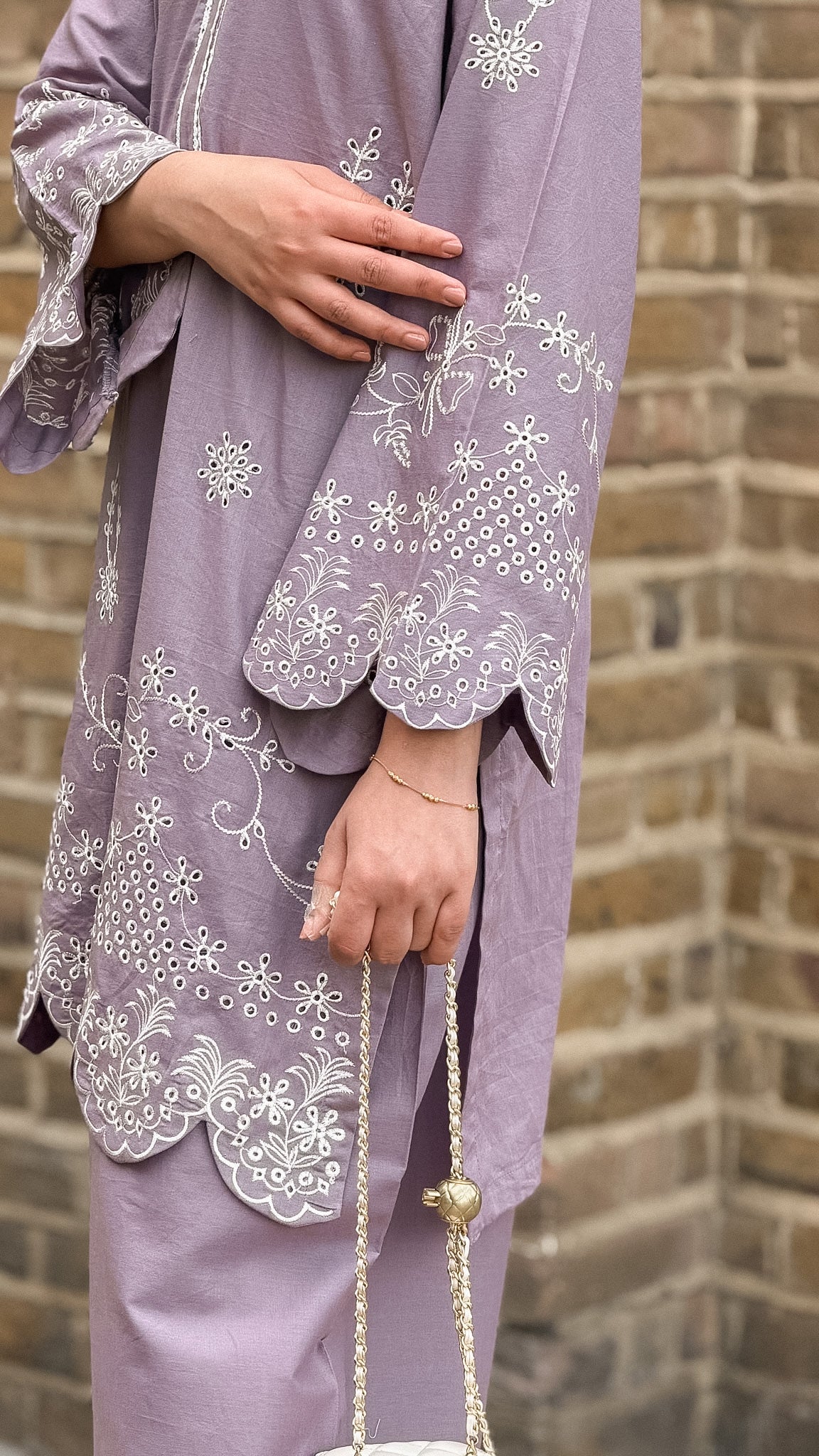 Muave Schiffli Embroidered CO-ORD Set