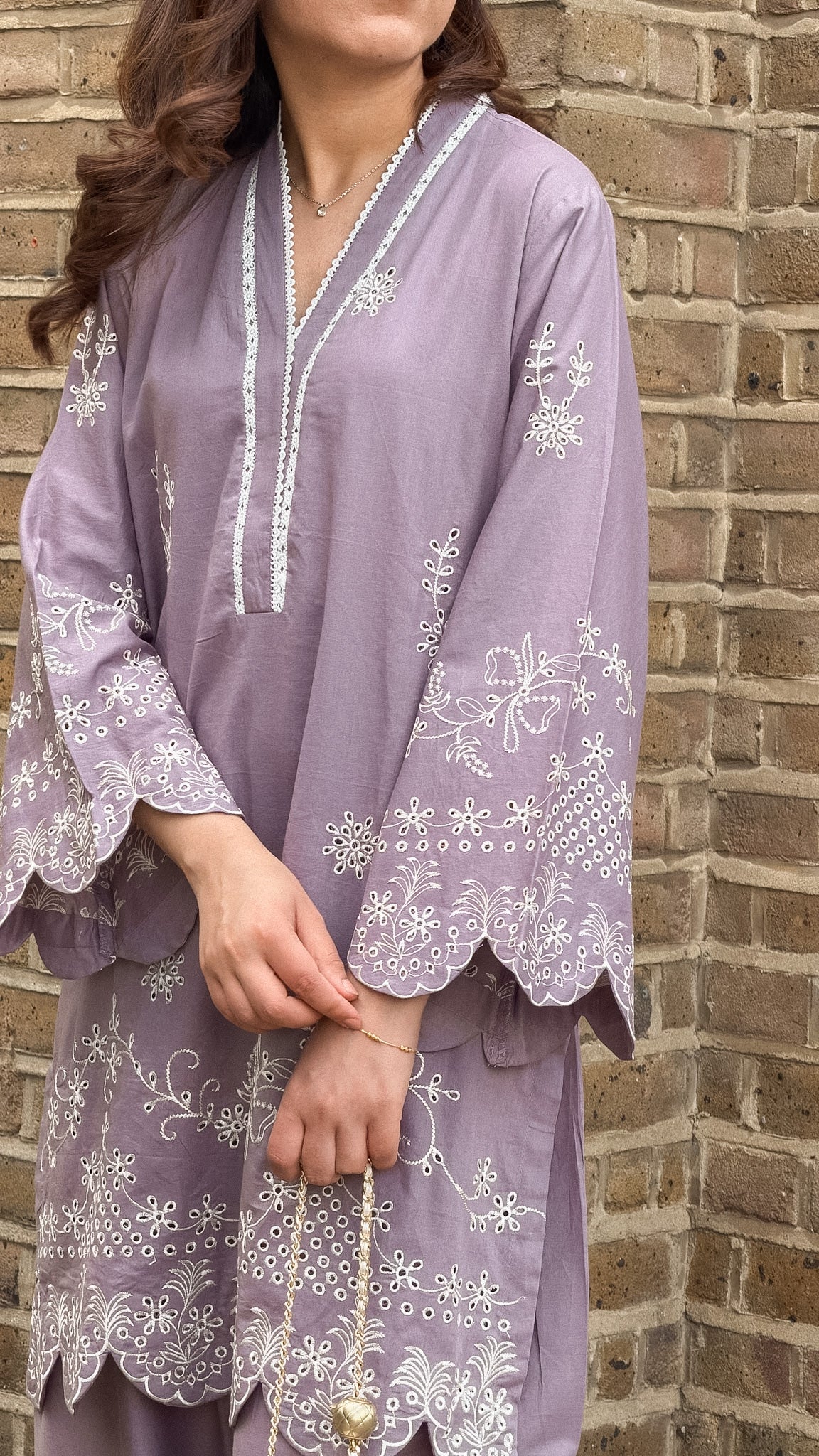 Muave Schiffli Embroidered CO-ORD Set