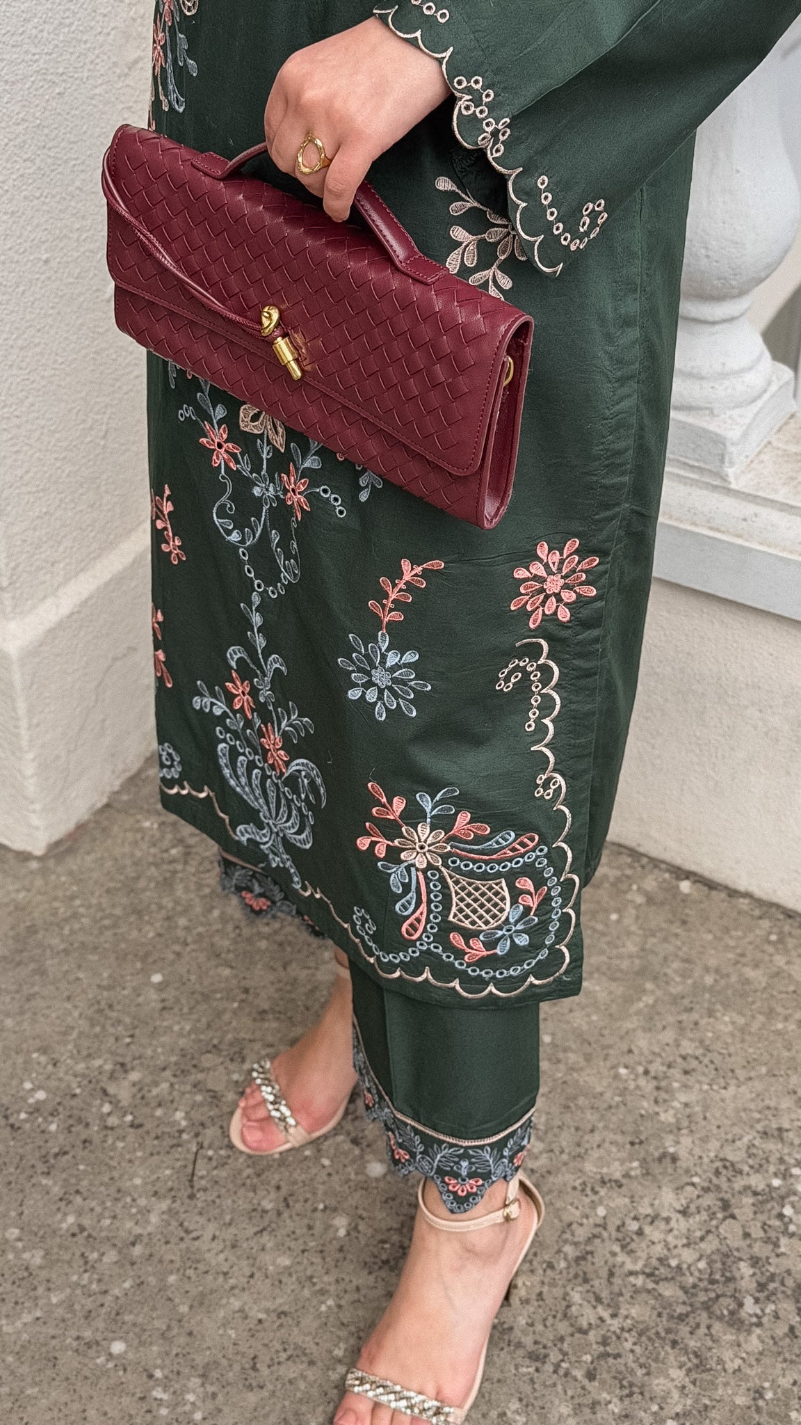 Gentian 2.0 - Bottle Green Embroidered CO-ORD Set