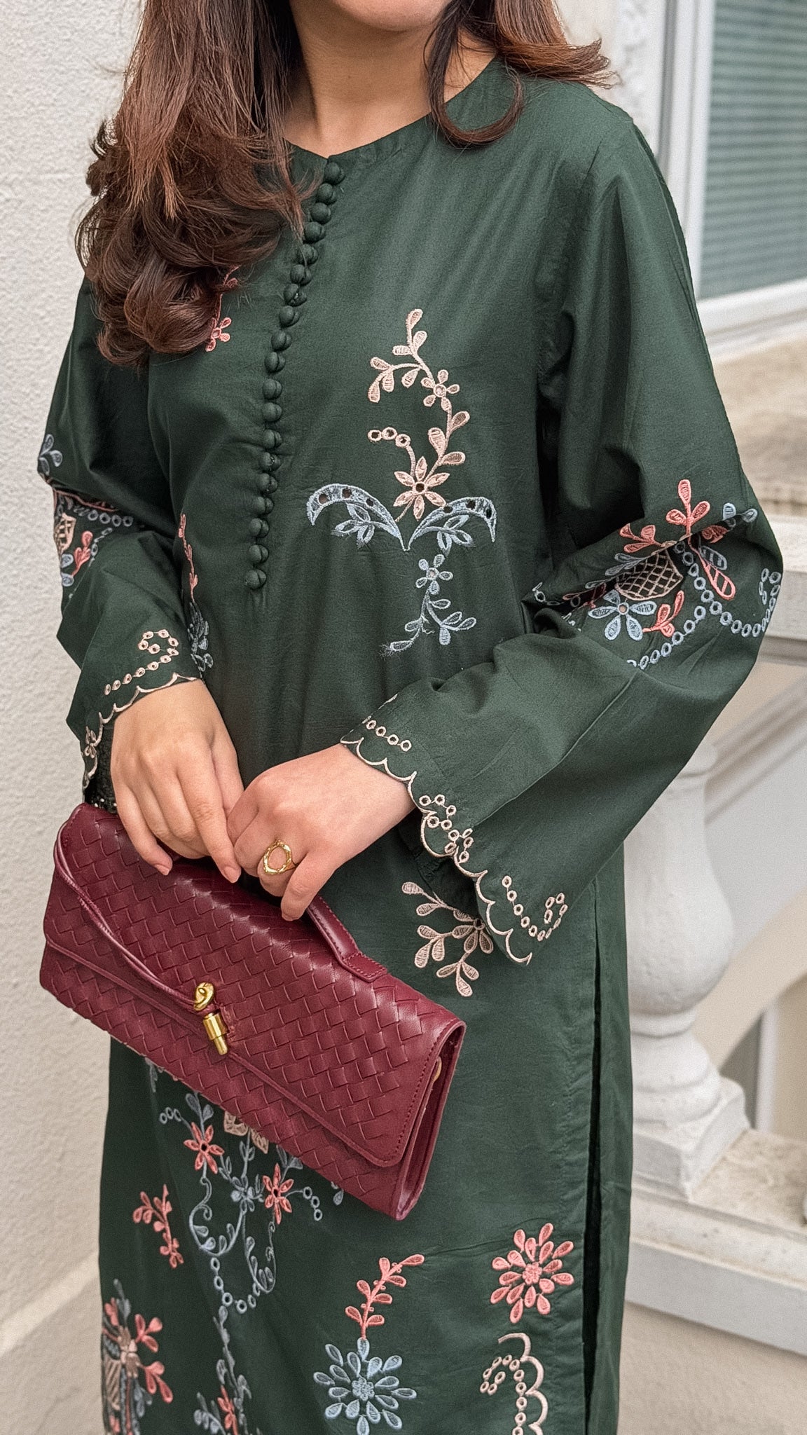 Gentian 2.0 - Bottle Green Embroidered CO-ORD Set
