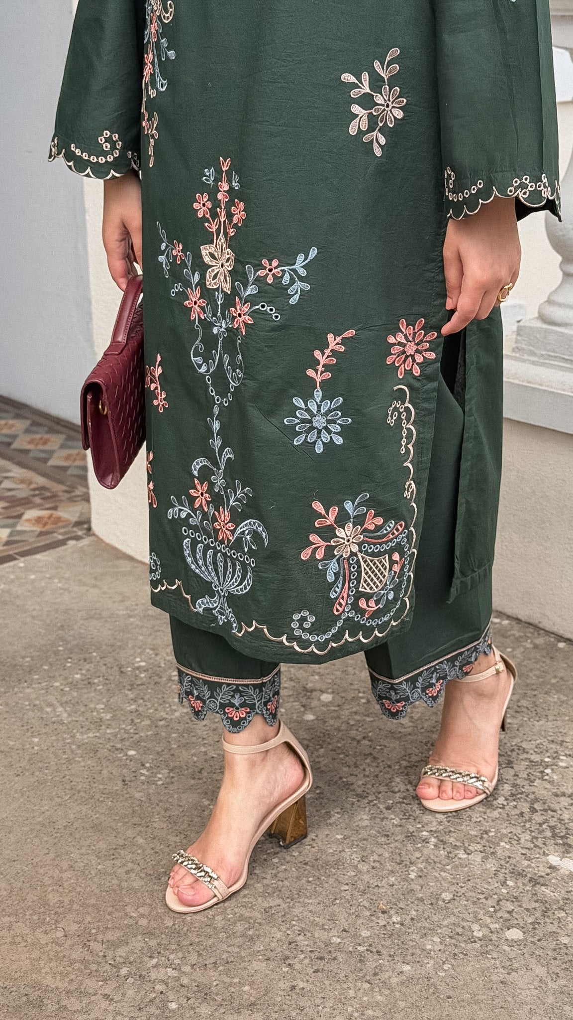 Gentian 2.0 - Bottle Green Embroidered CO-ORD Set