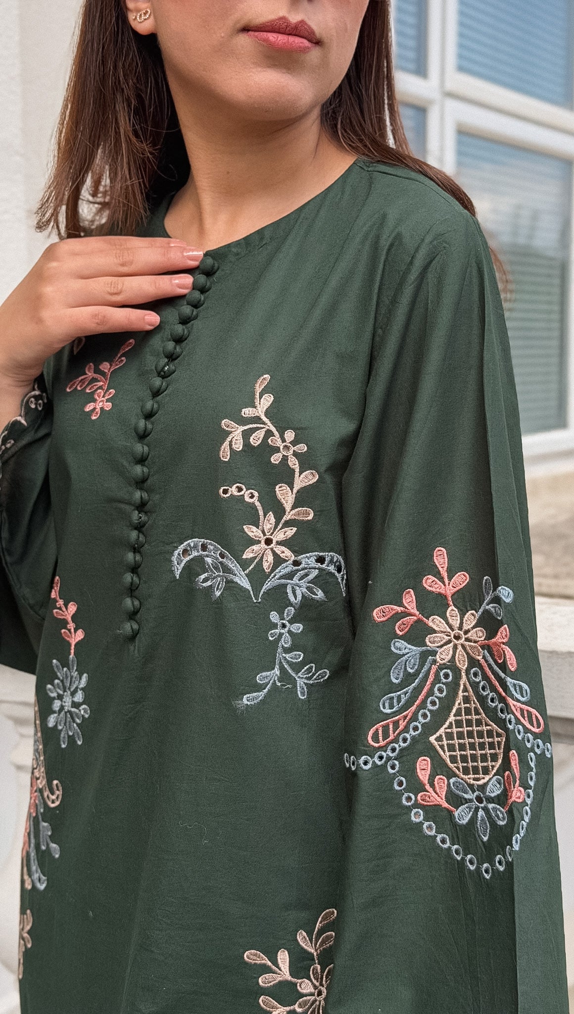 Gentian 2.0 - Bottle Green Embroidered CO-ORD Set