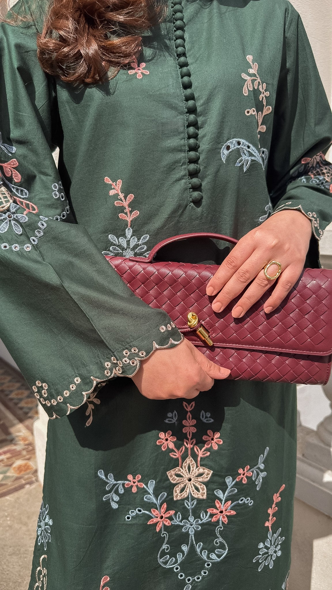 Gentian 2.0 - Bottle Green Embroidered CO-ORD Set