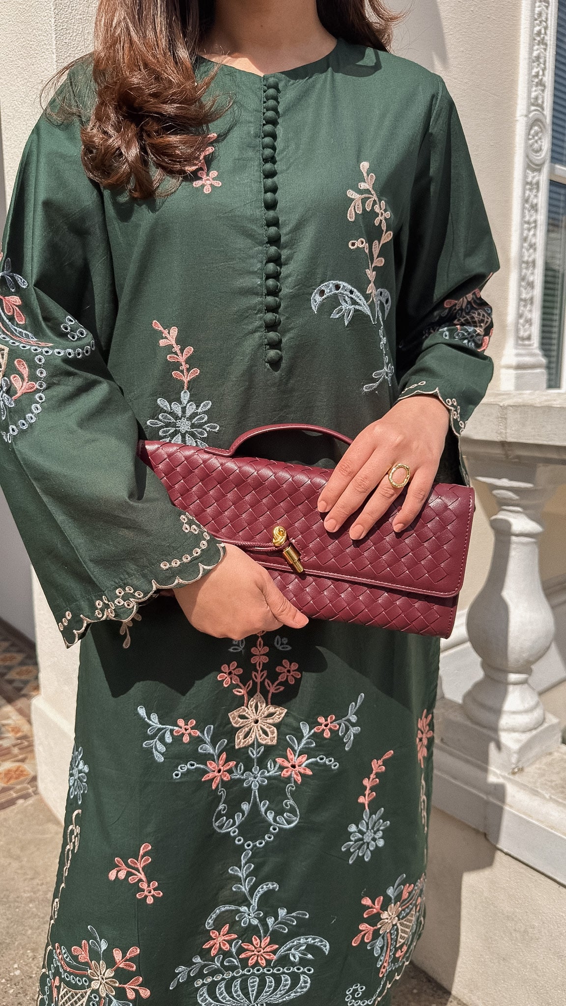 Gentian 2.0 - Bottle Green Embroidered CO-ORD Set