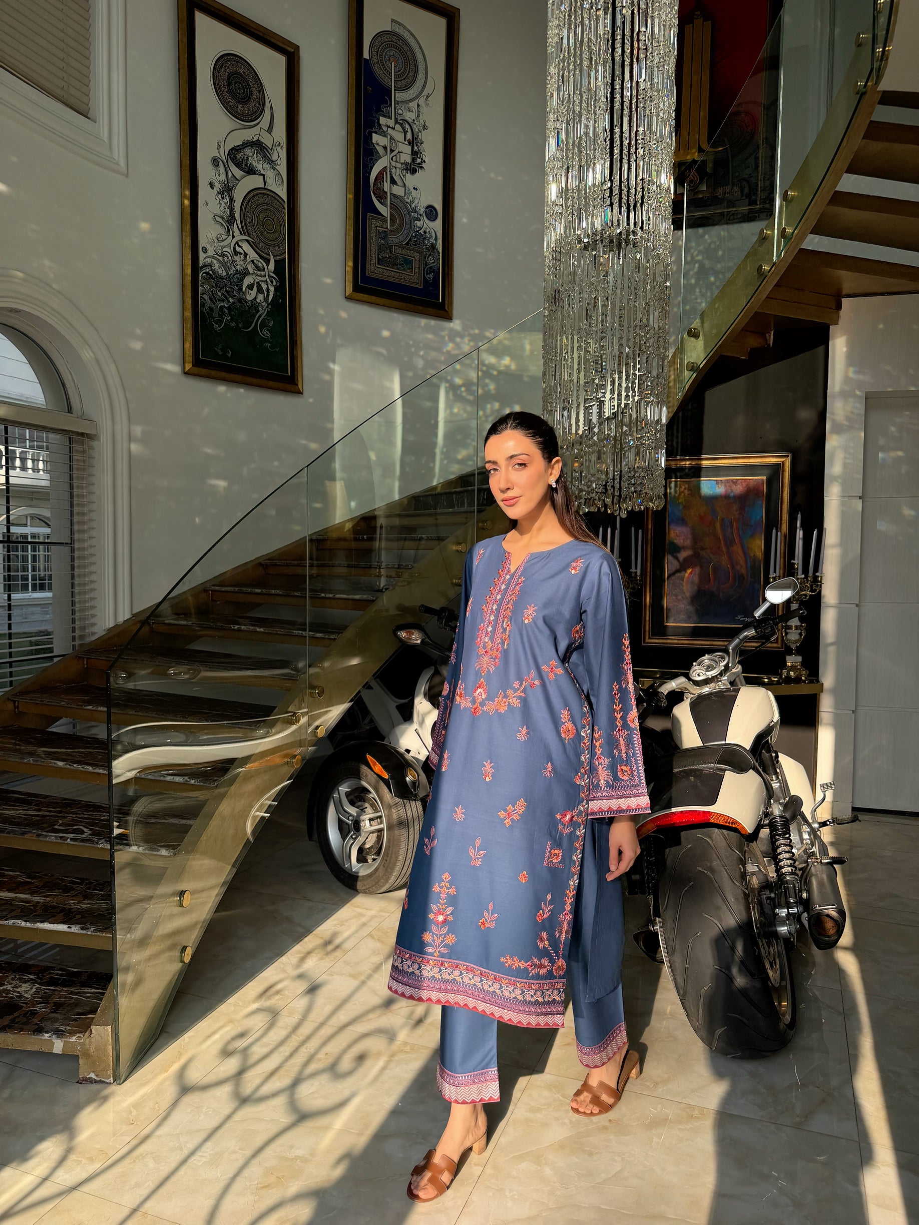 Cockscomb - Cobalt Blue Embroidered CO-ORD Set