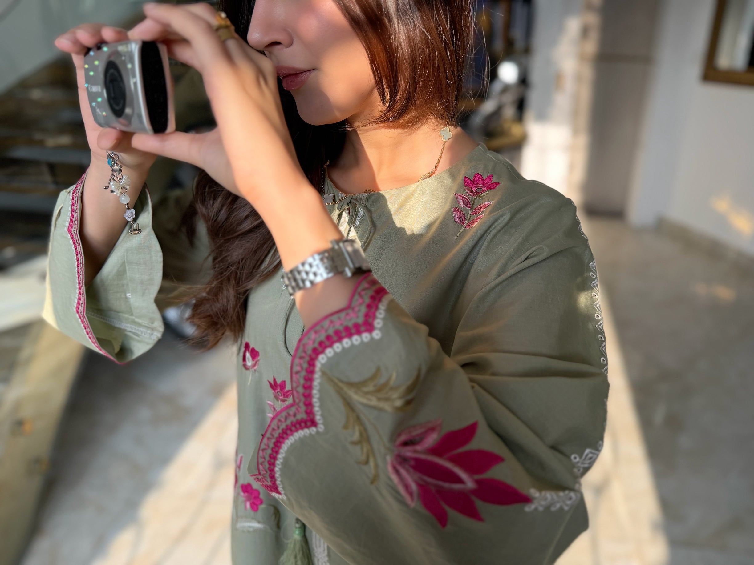 Oleandar - Sage Green Embroidered Kurta