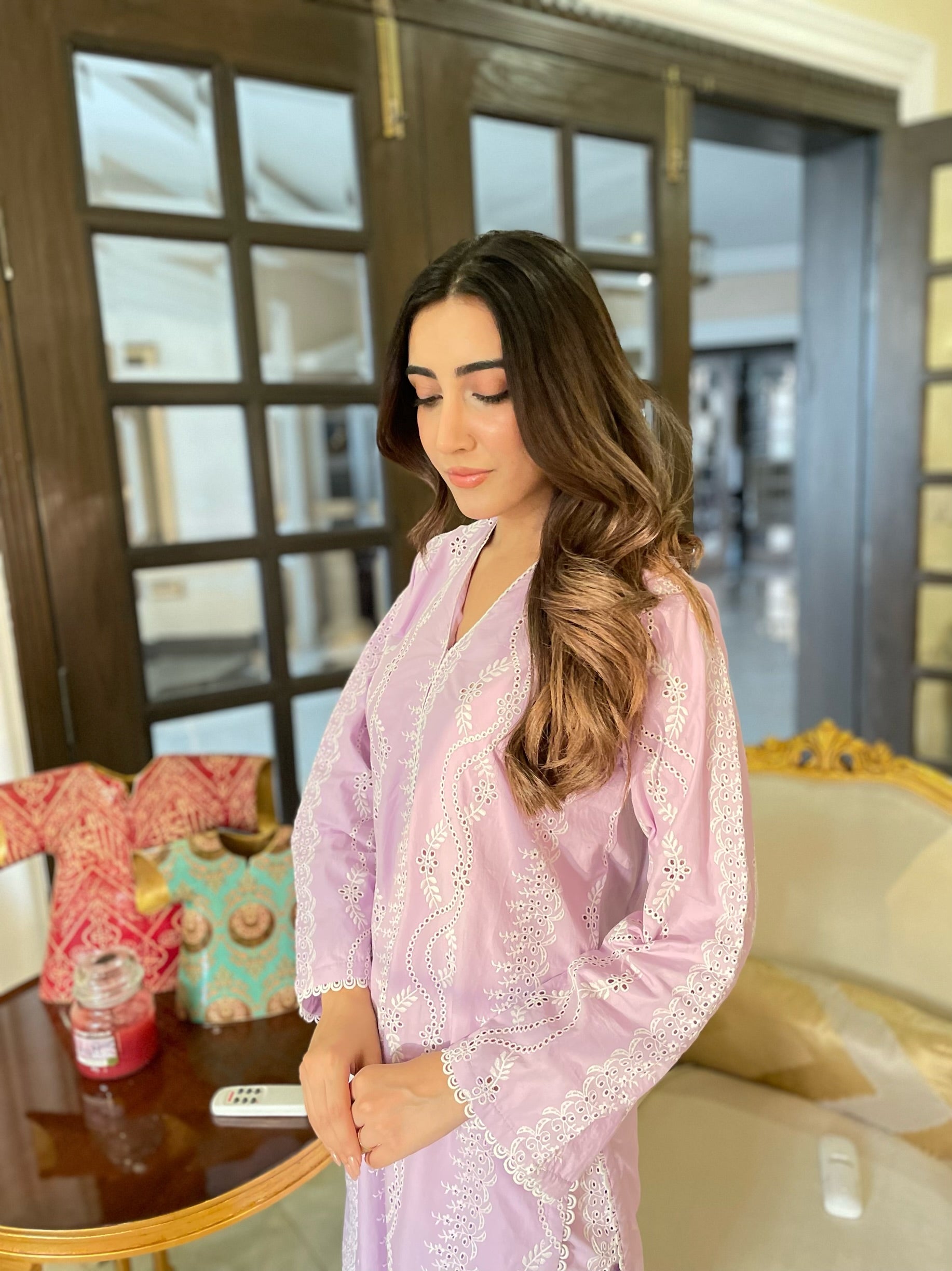 Lilac Schiffli CO-ORD Set
