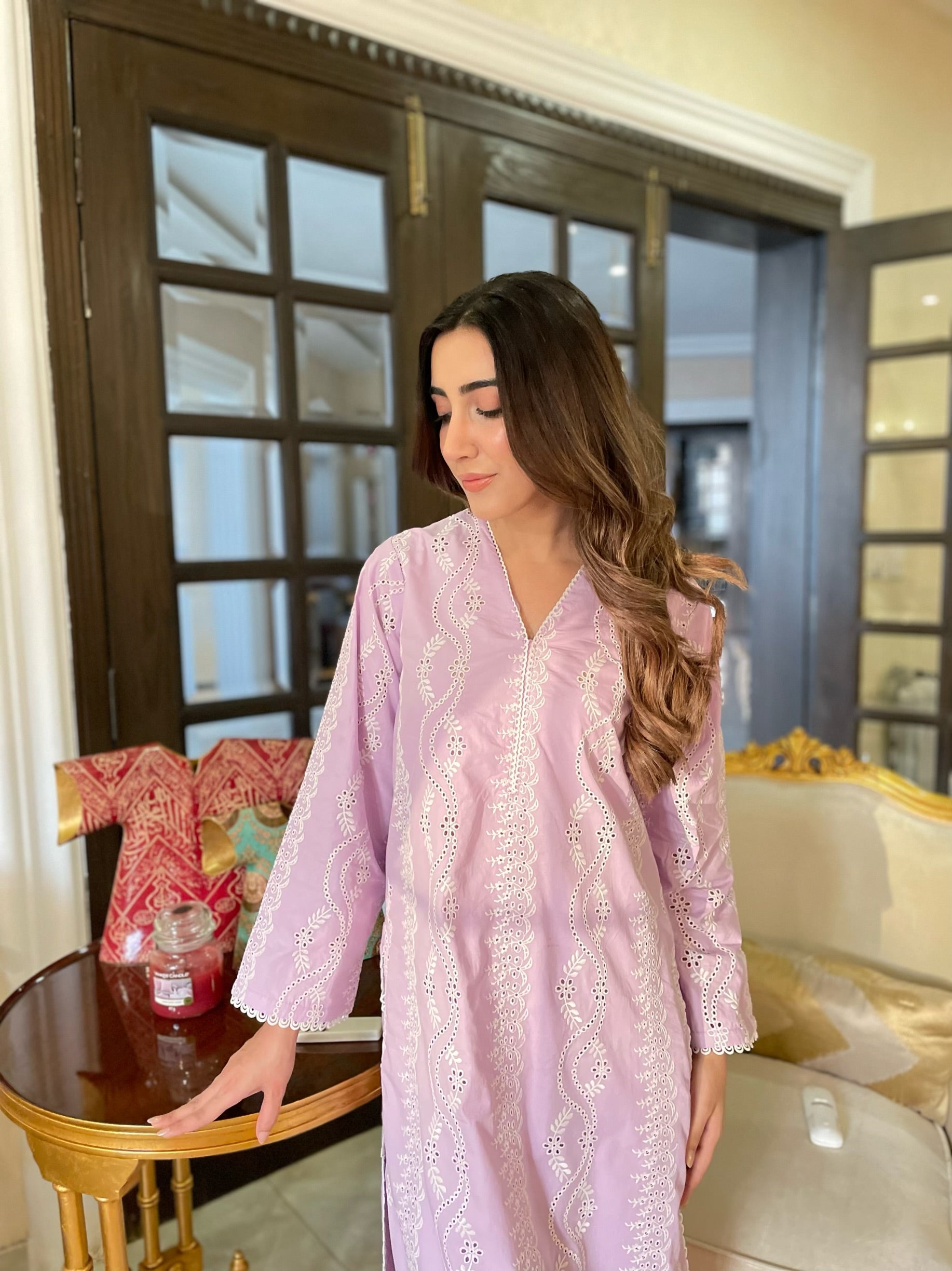 Lilac Schiffli CO-ORD Set