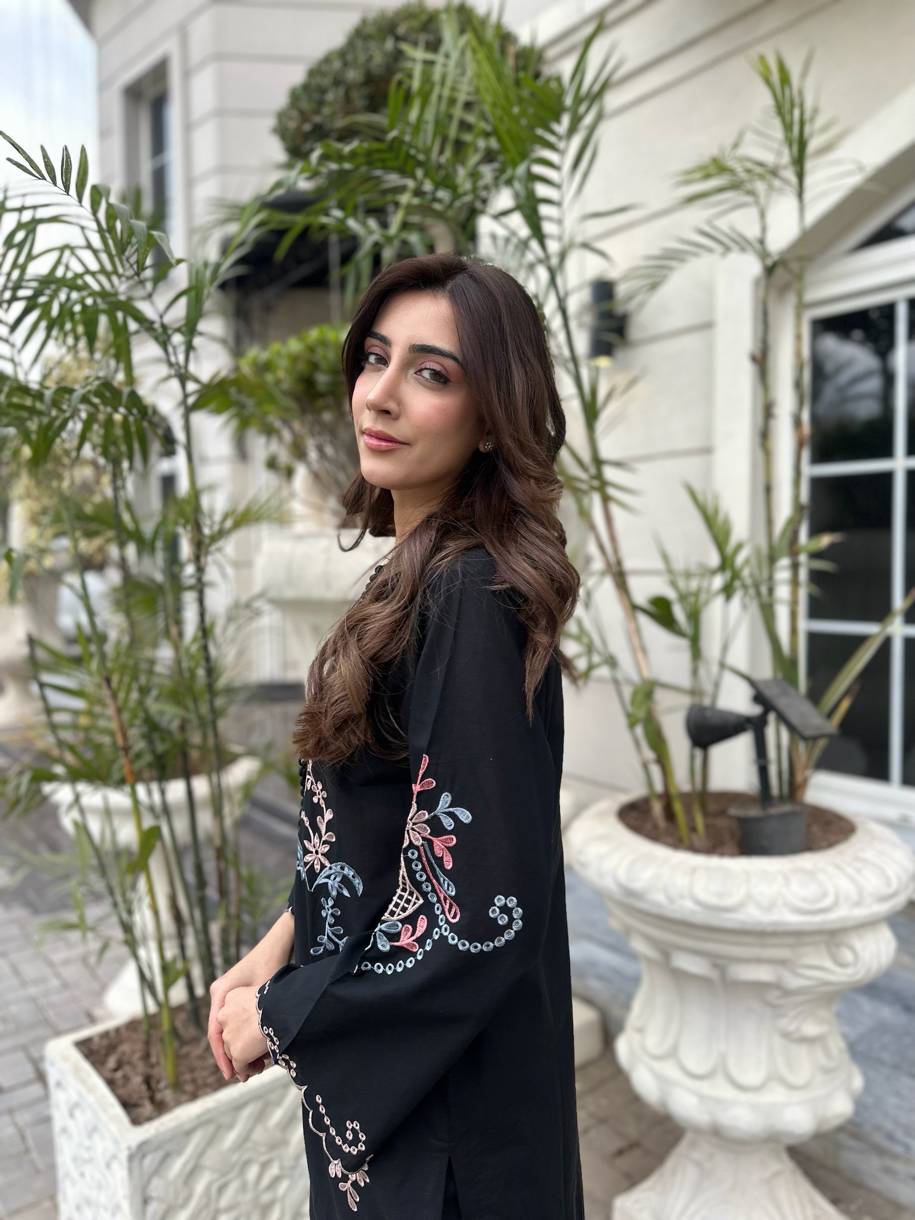 Gentian - Black Schiffli CO-ORD Set