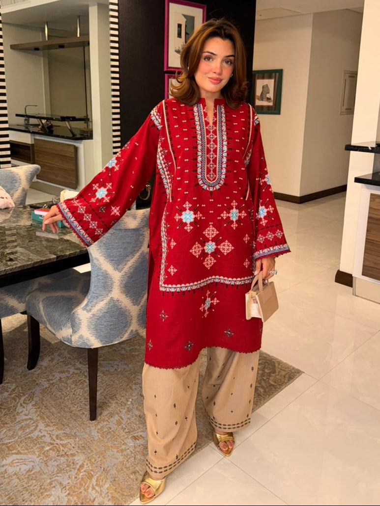 Gul-e-Sozan - Maroon Embroidered Suit