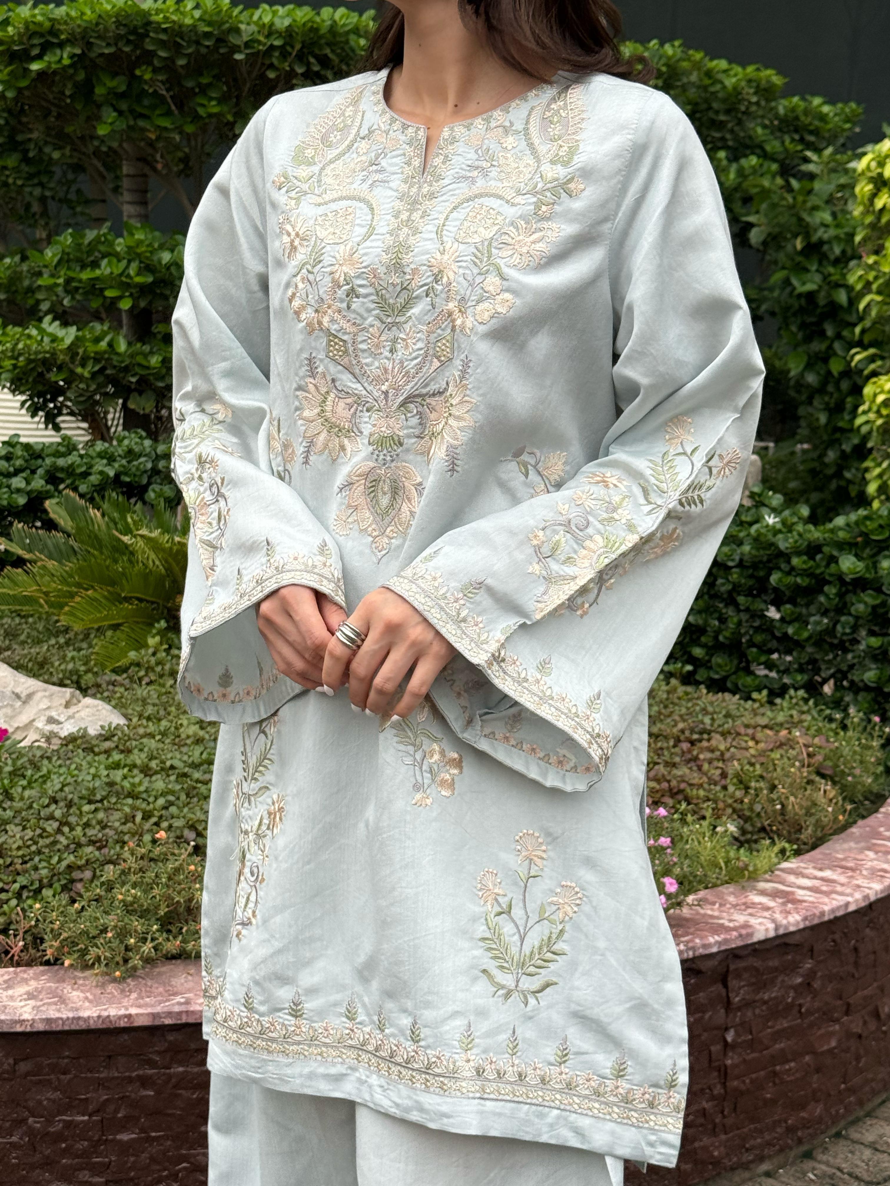 Blue Marage Embroidered CO-ORD Set