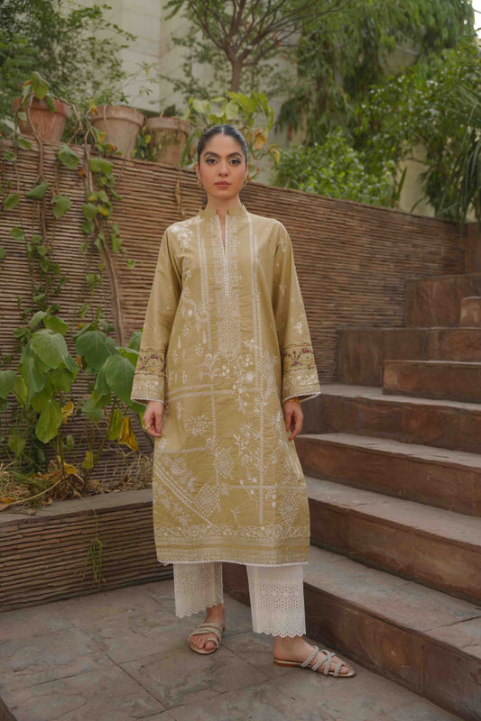 Hollyhocks Kurta - Beige