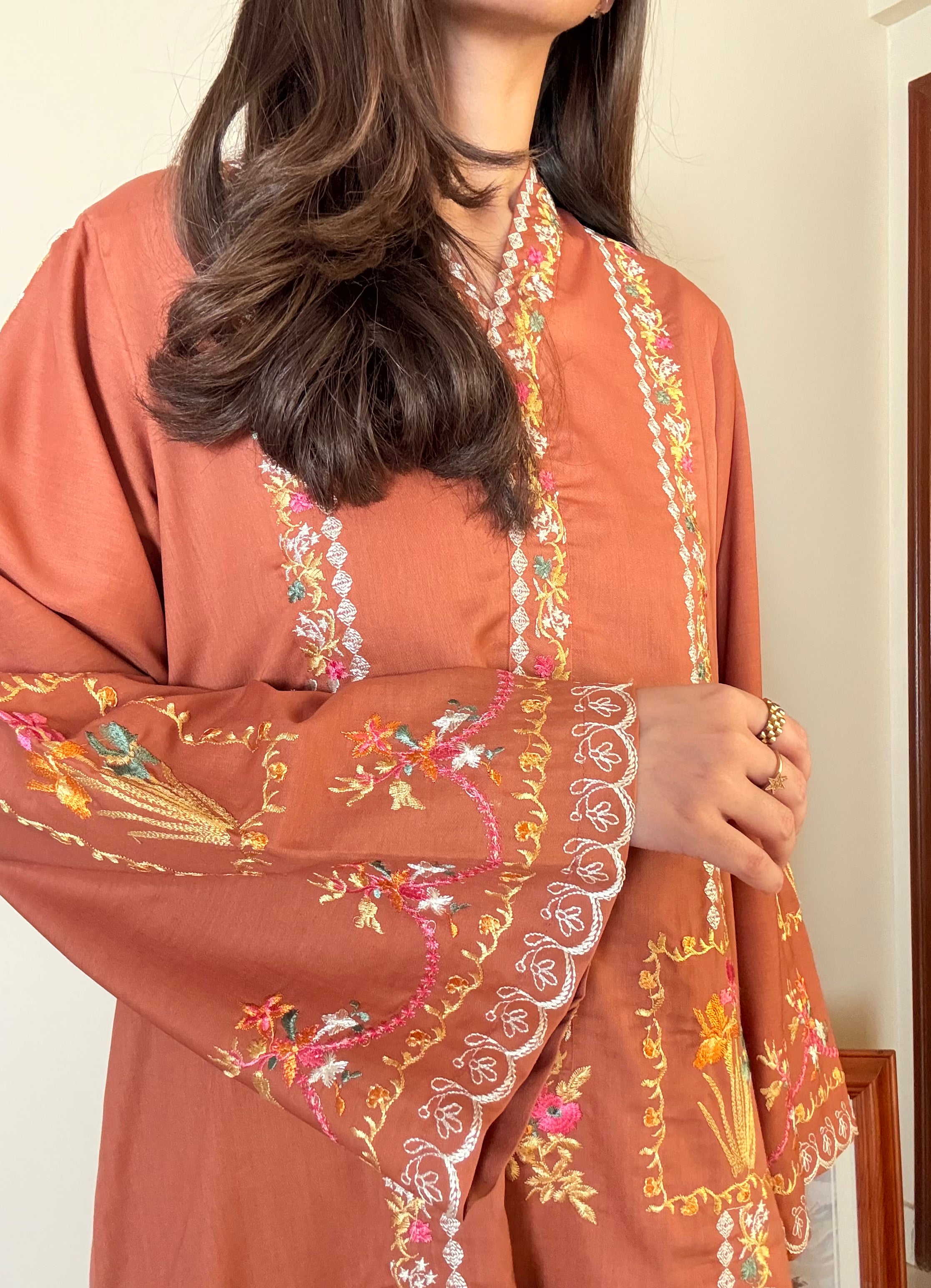 Rust Embroidered CO-ORD Set Naarj Rust Embroidered CO-ORD Set Naarj